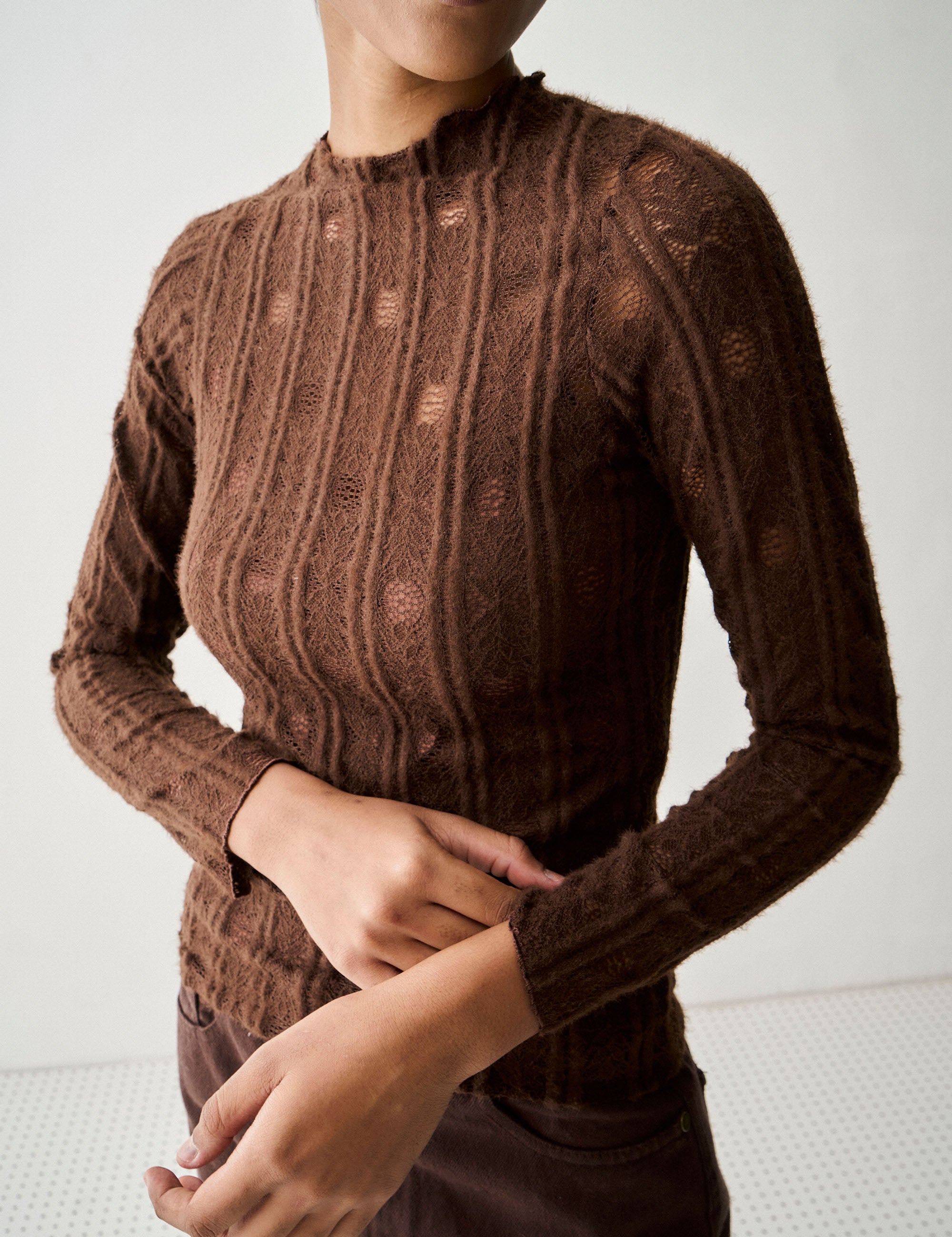 Blusa Lorena Renda Marrom