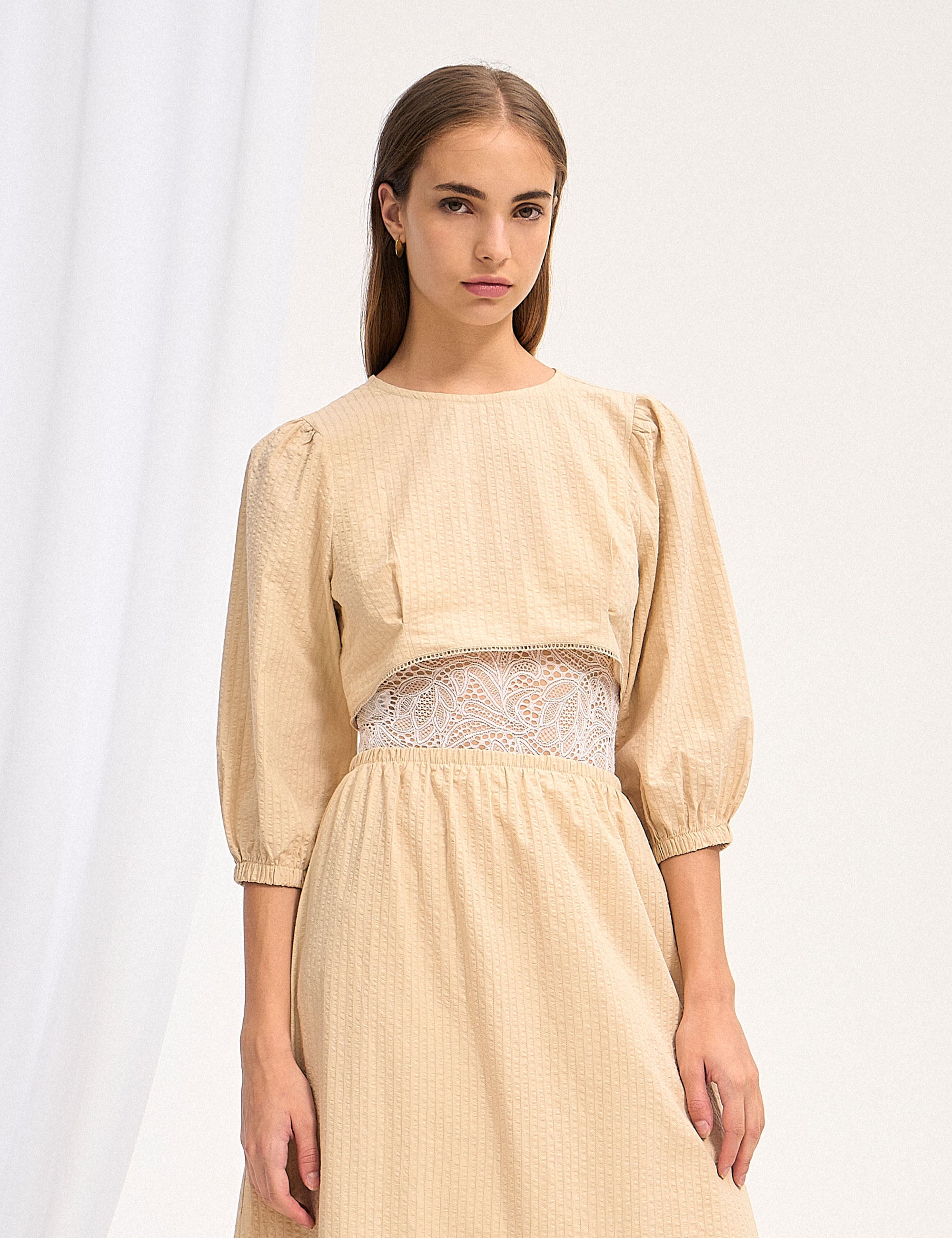 Blusa Manu Tricoline Areia