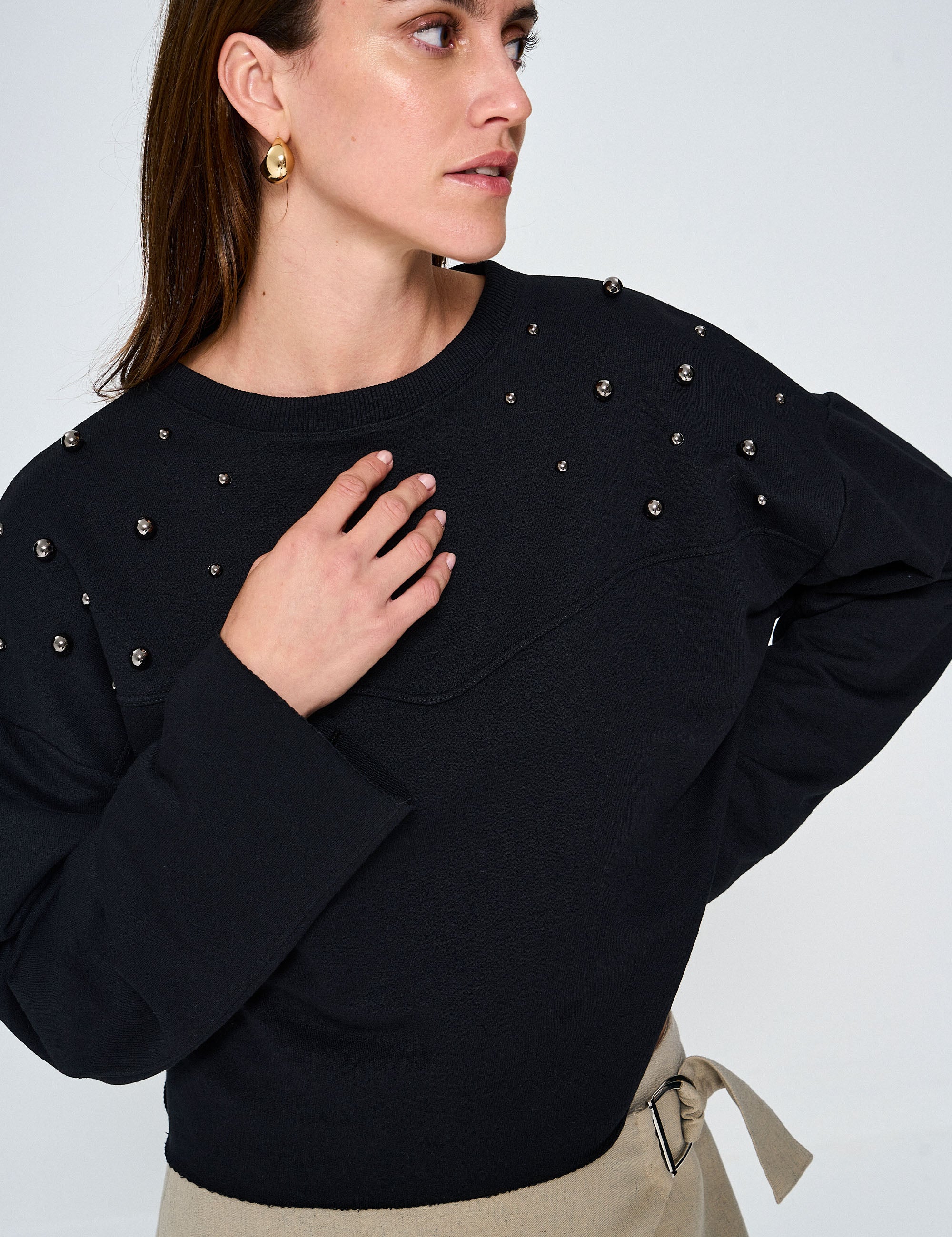 Blusa Marjorie Apliques Preto