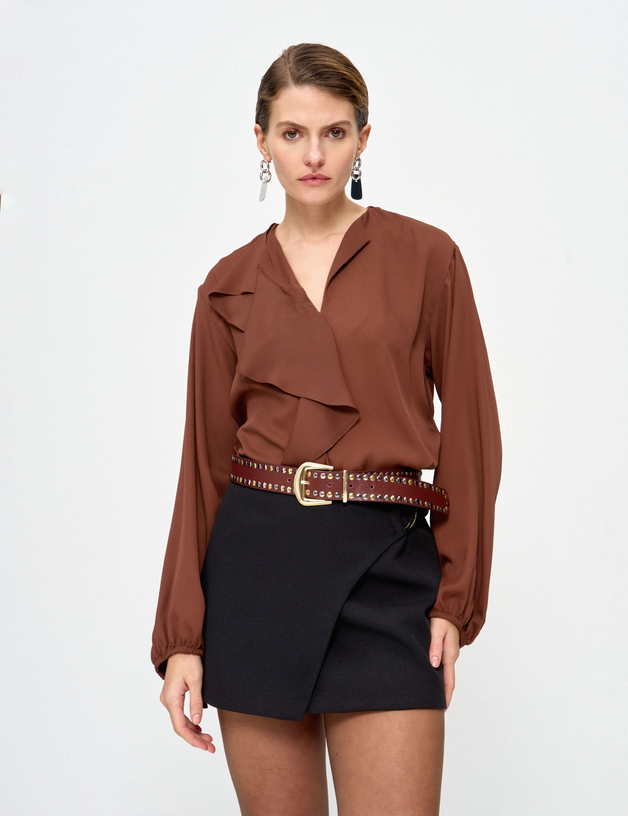 Blusa Paola Crepe Marrom