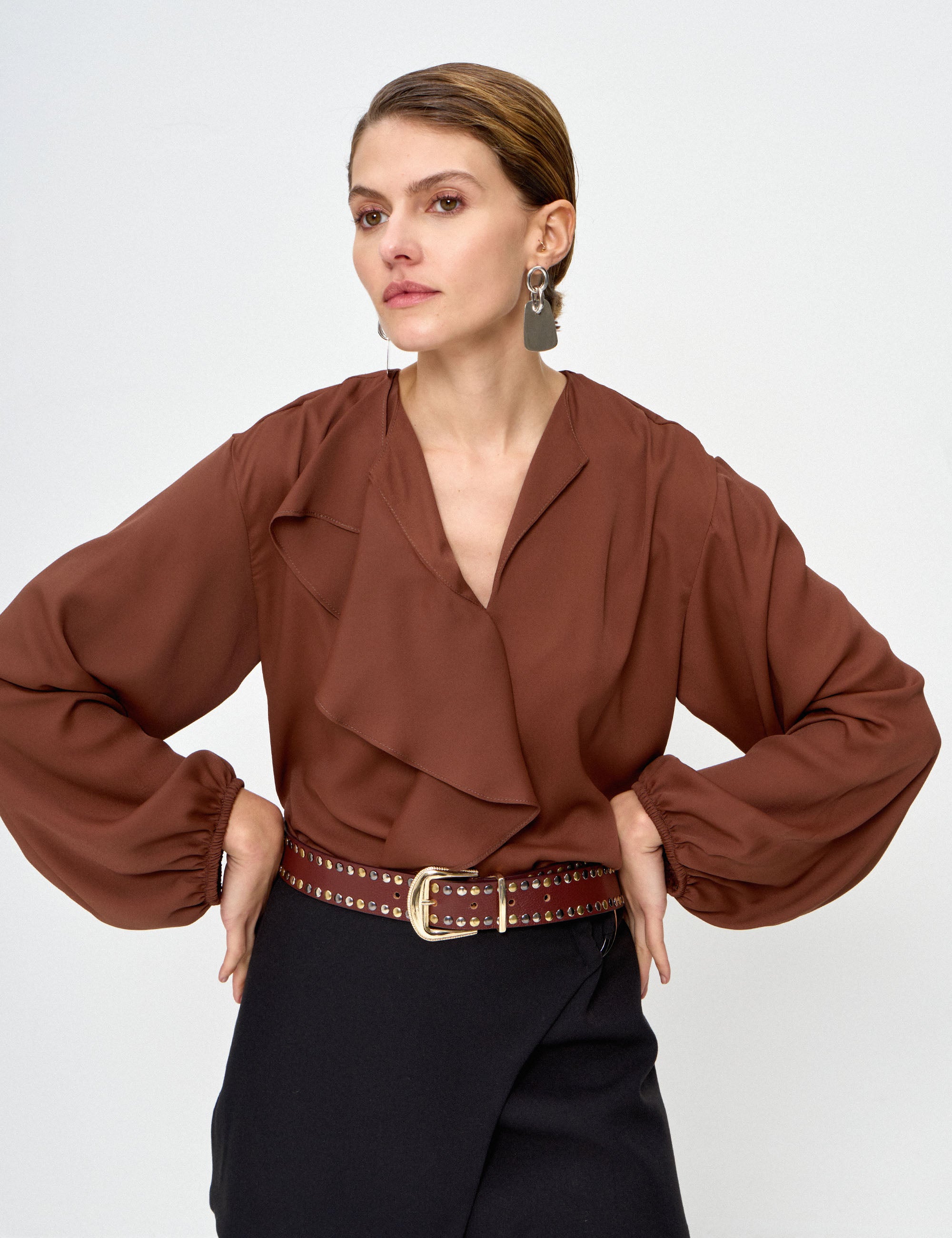 Blusa Paola Crepe Marrom