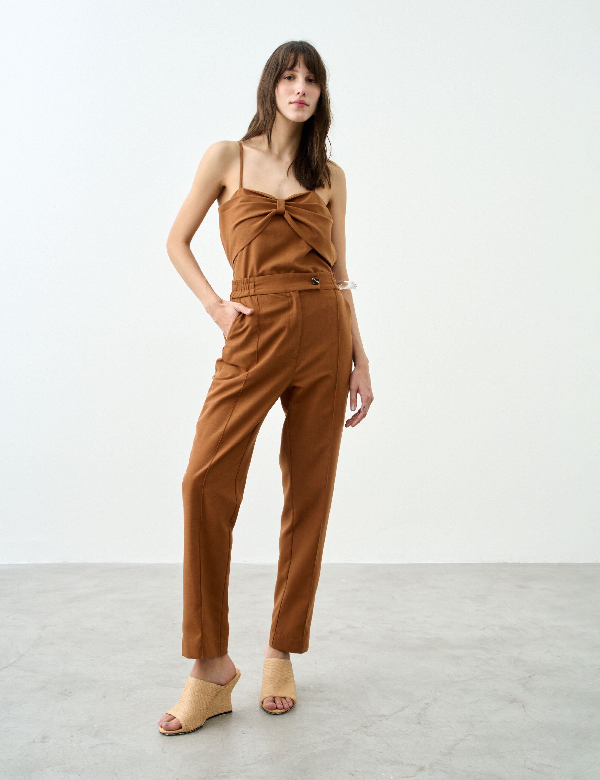 Blusa Positano Alfaiataria Marrom