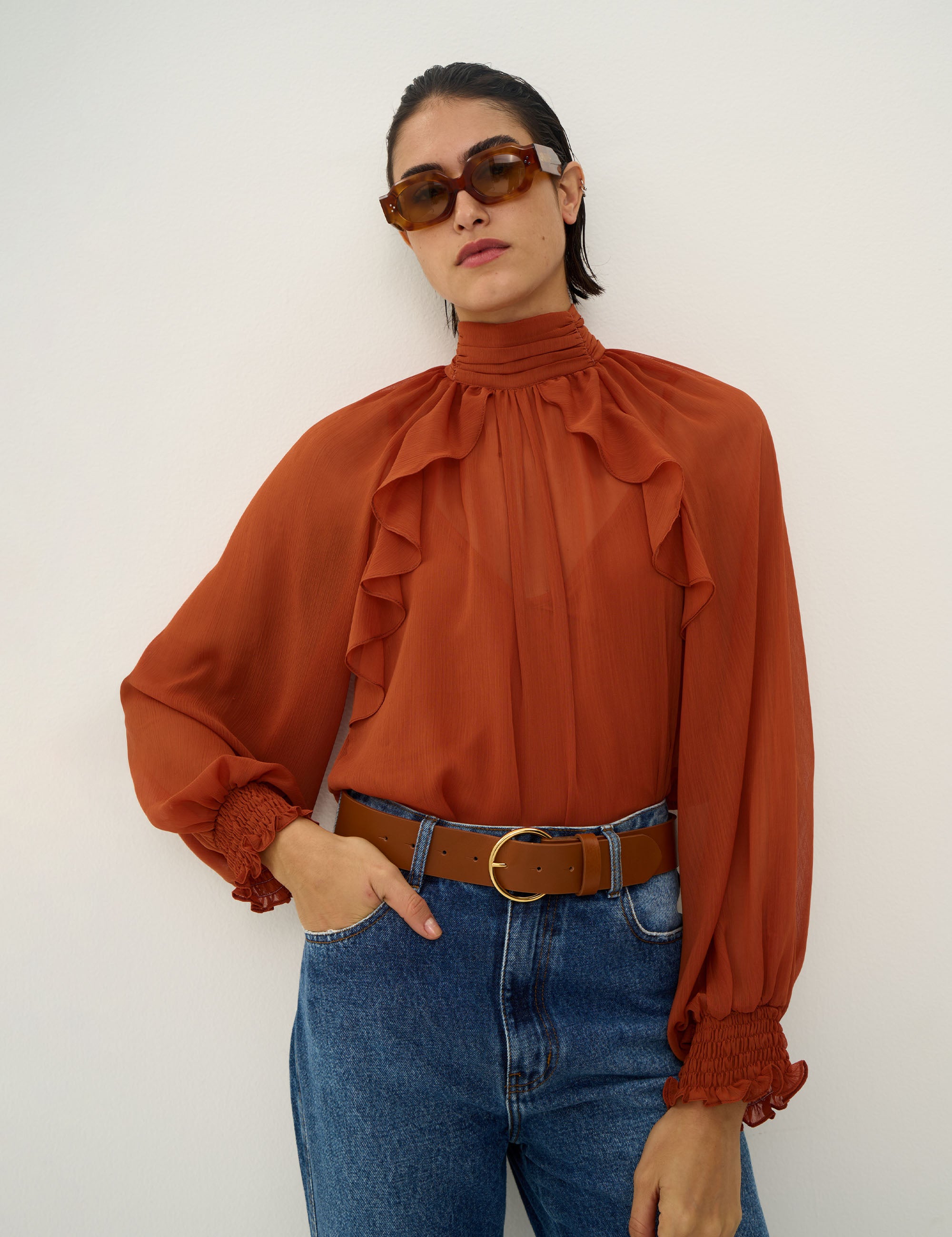 Blusa Rose Chiffon Terracota