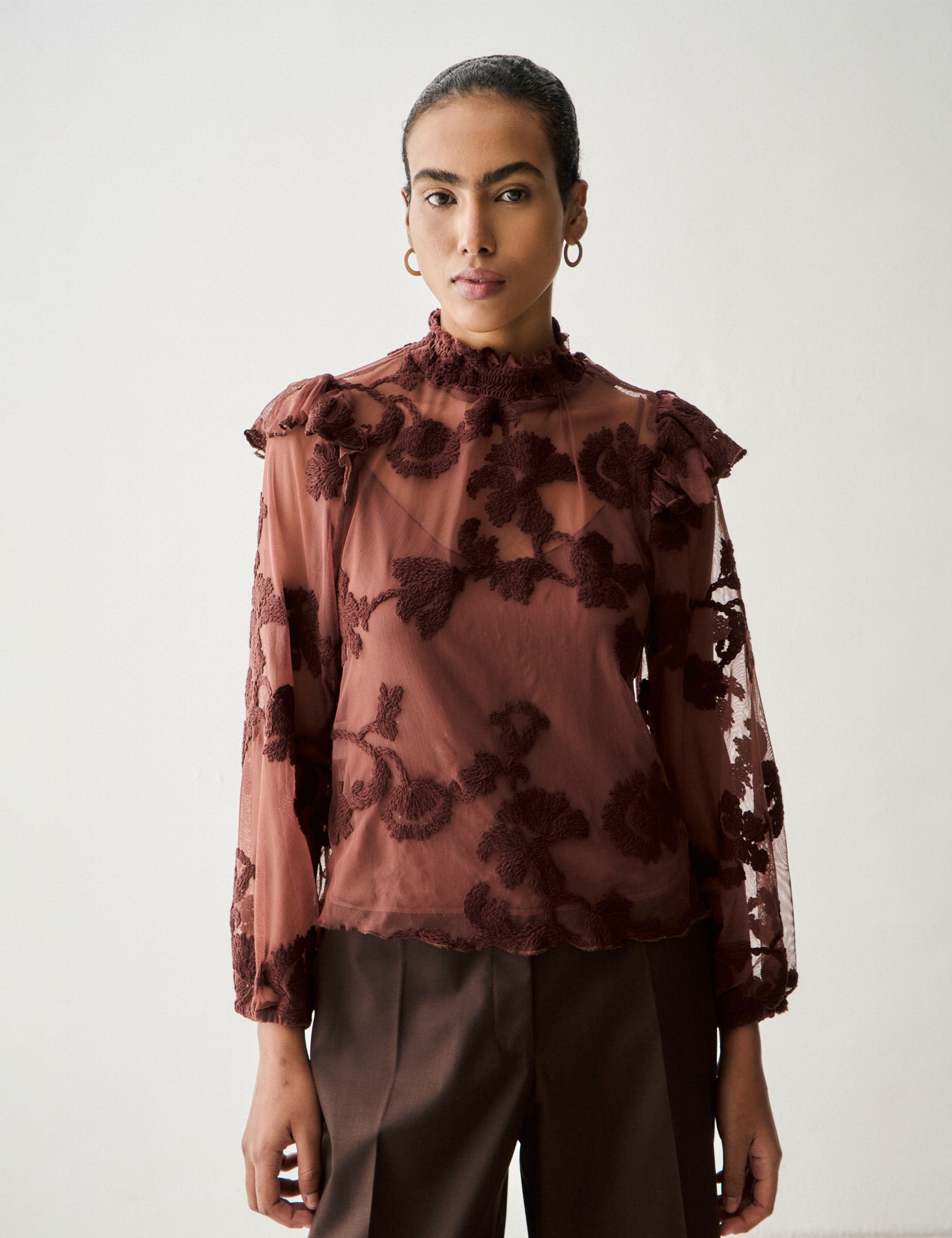Blusa Rosy Tule Marrom