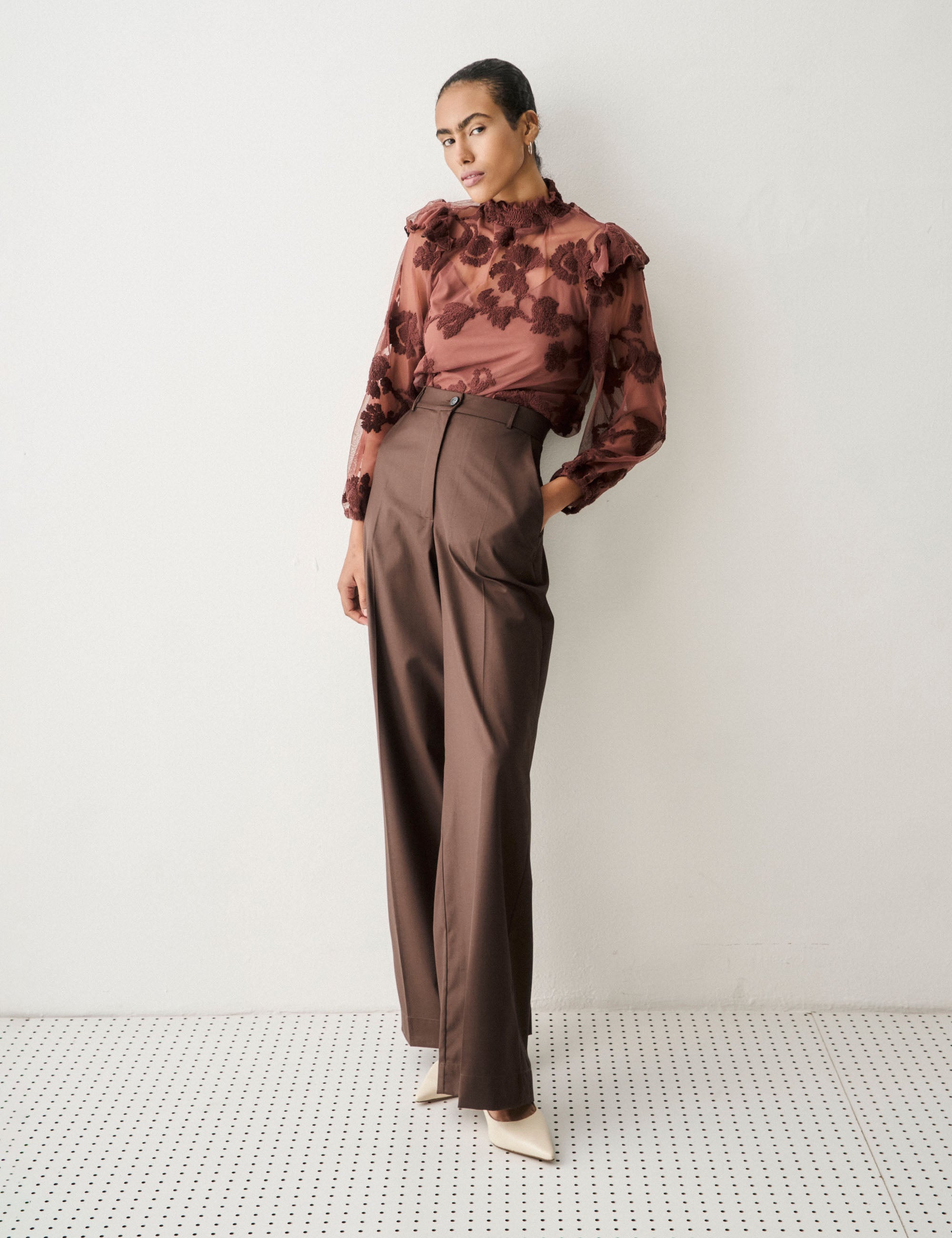 Blusa Rosy Tule Marrom