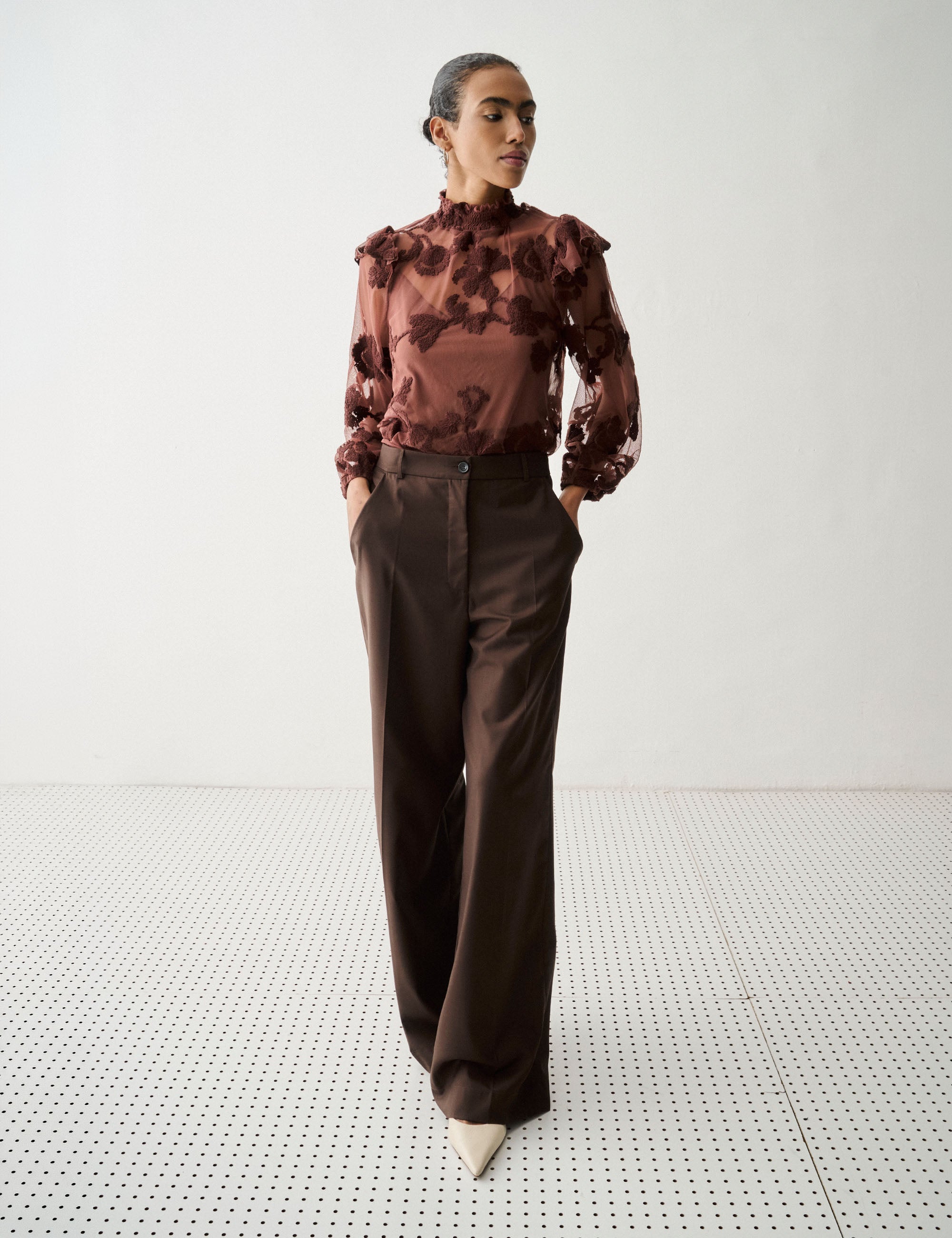 Blusa Rosy Tule Marrom