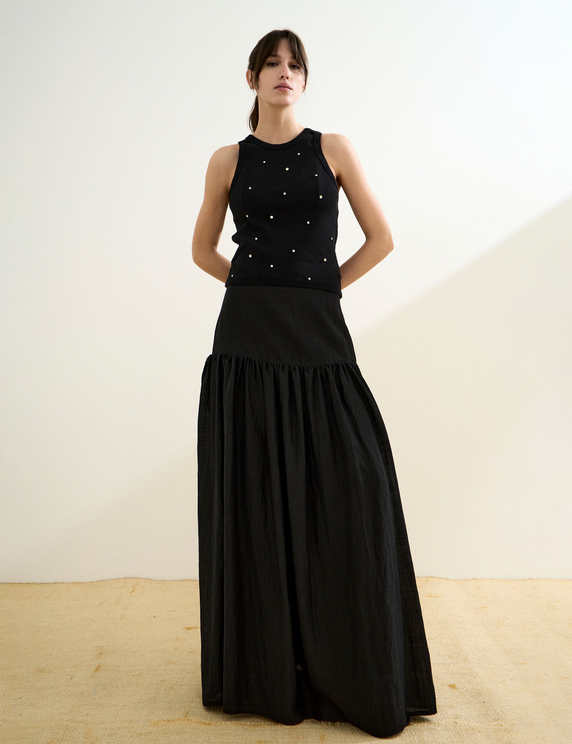 Blusa Shine Canelada Preto