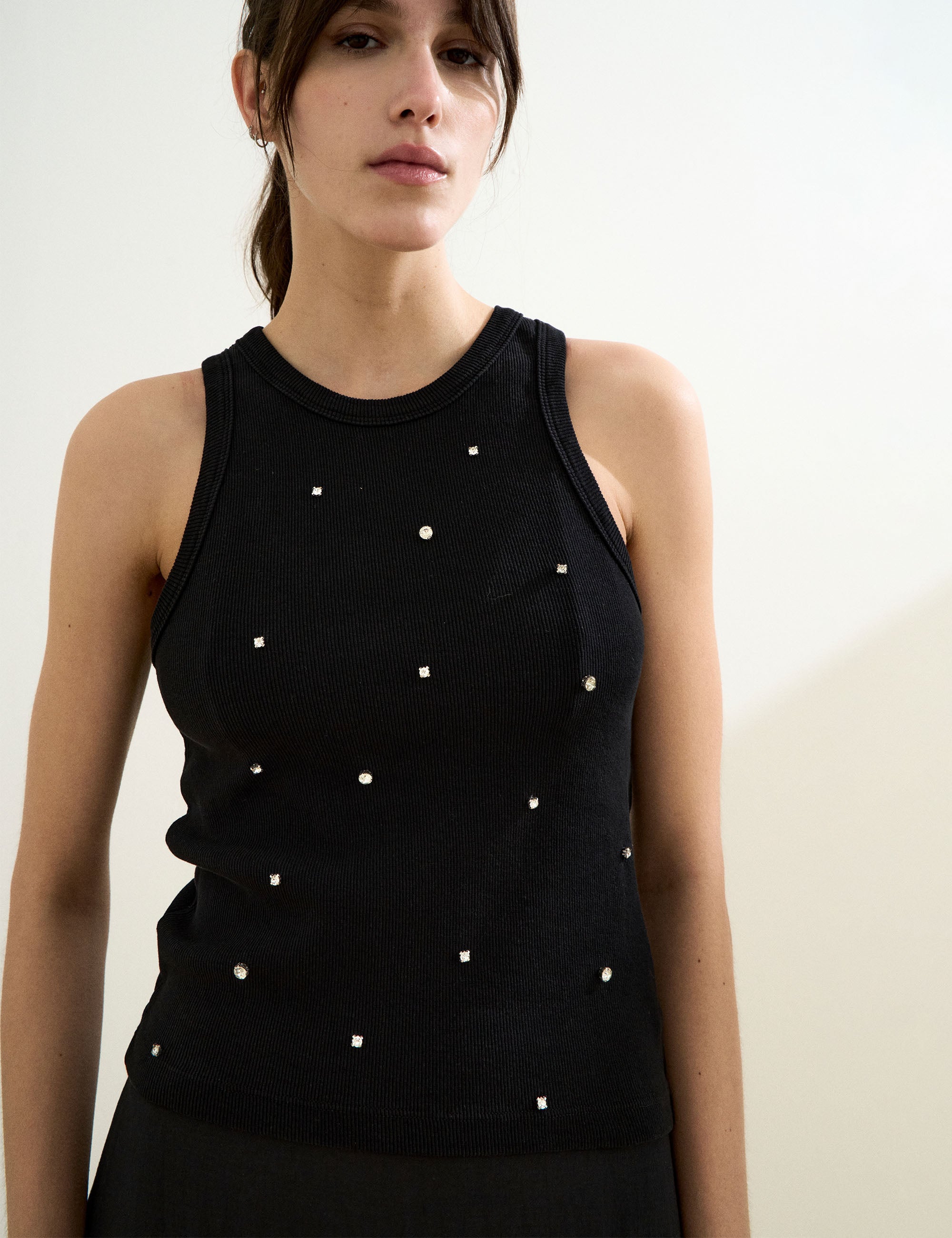 Blusa Shine Canelada Preto