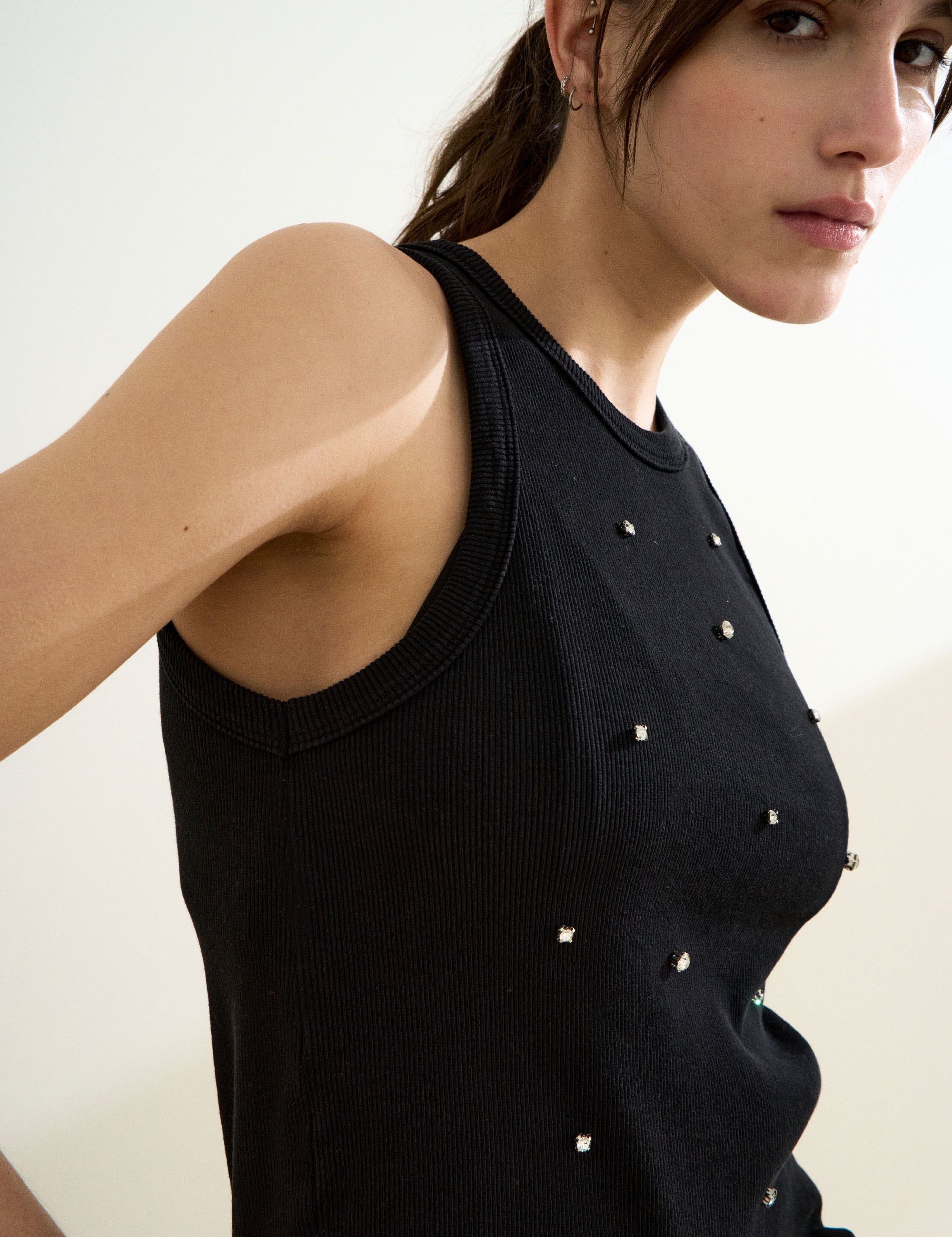 Blusa Shine Canelada Preto