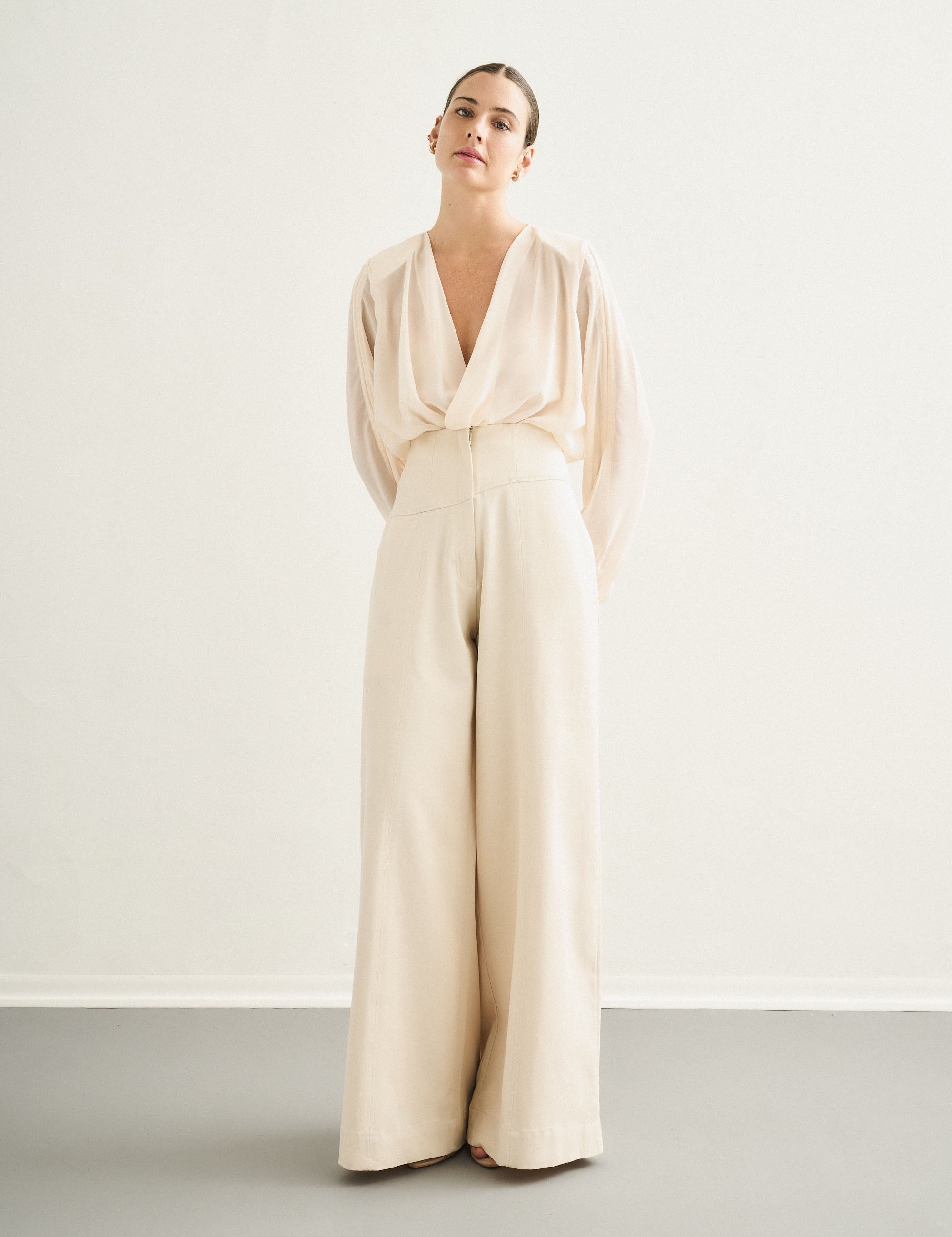 Body Transpassado Chiffon Pérola