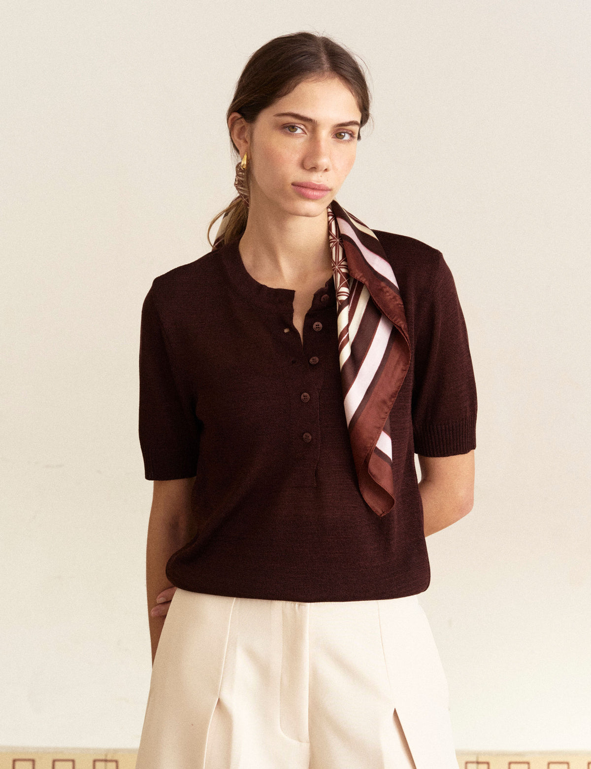 Blusa Viscose Tricot Coffee