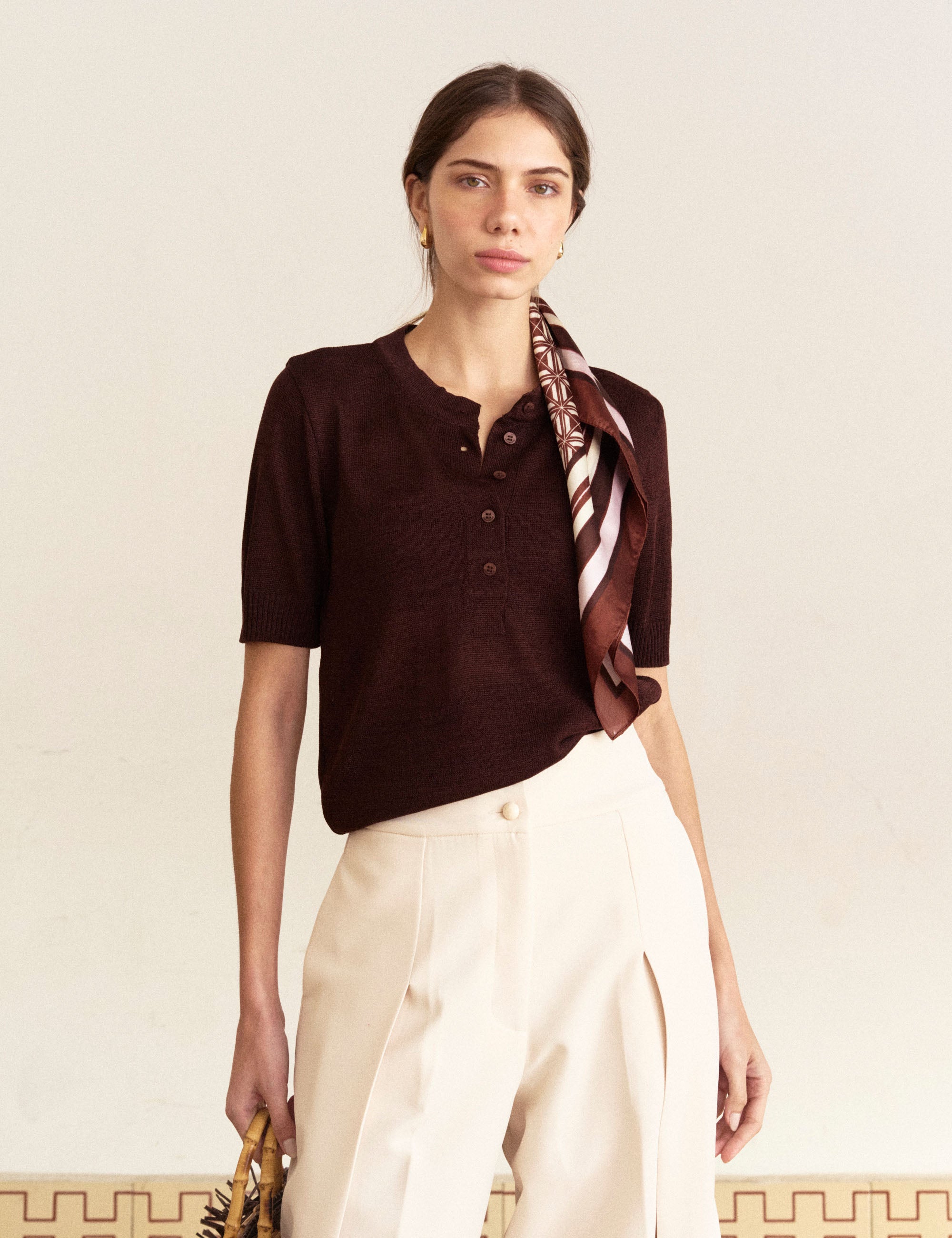 Blusa Viscose Tricot Coffee