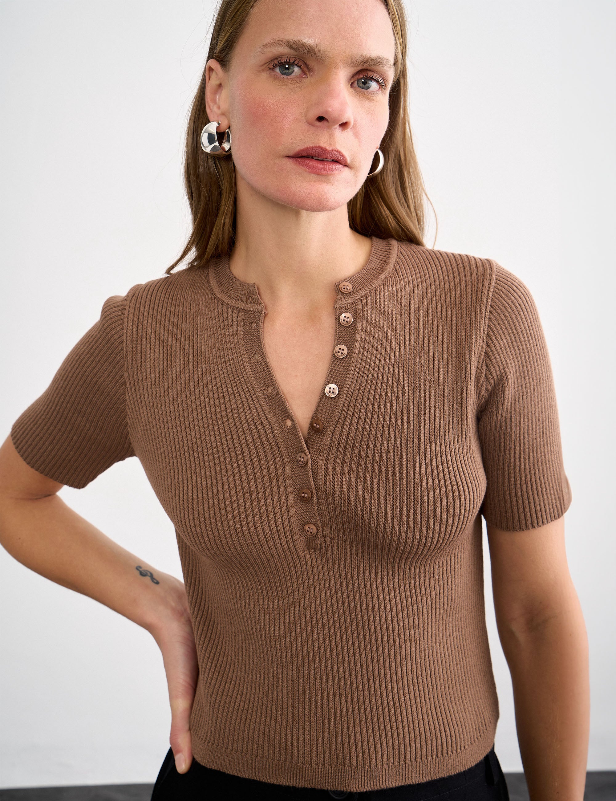 Blusa Yani Tricot Camelo