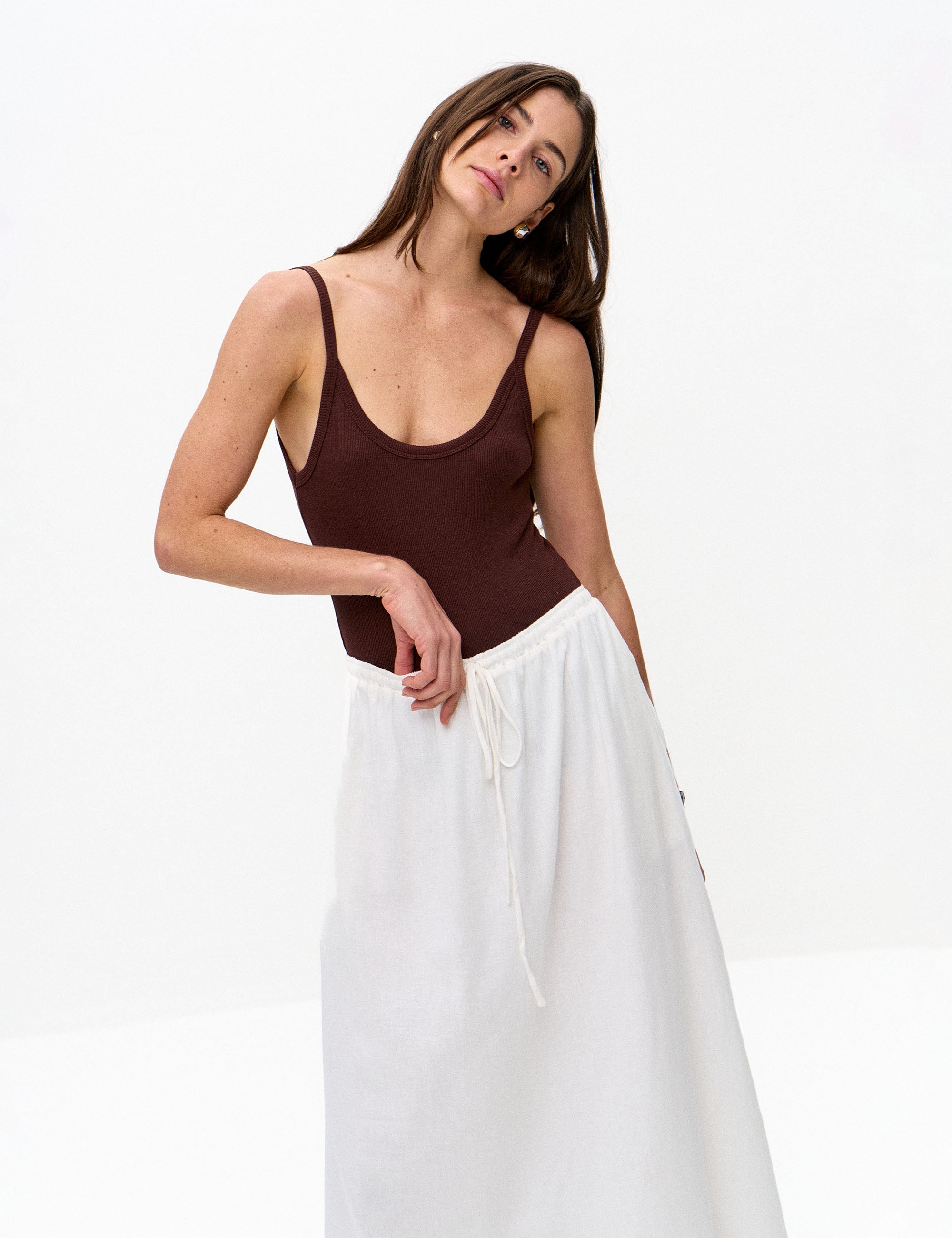 Body Camille Canelado Marrom