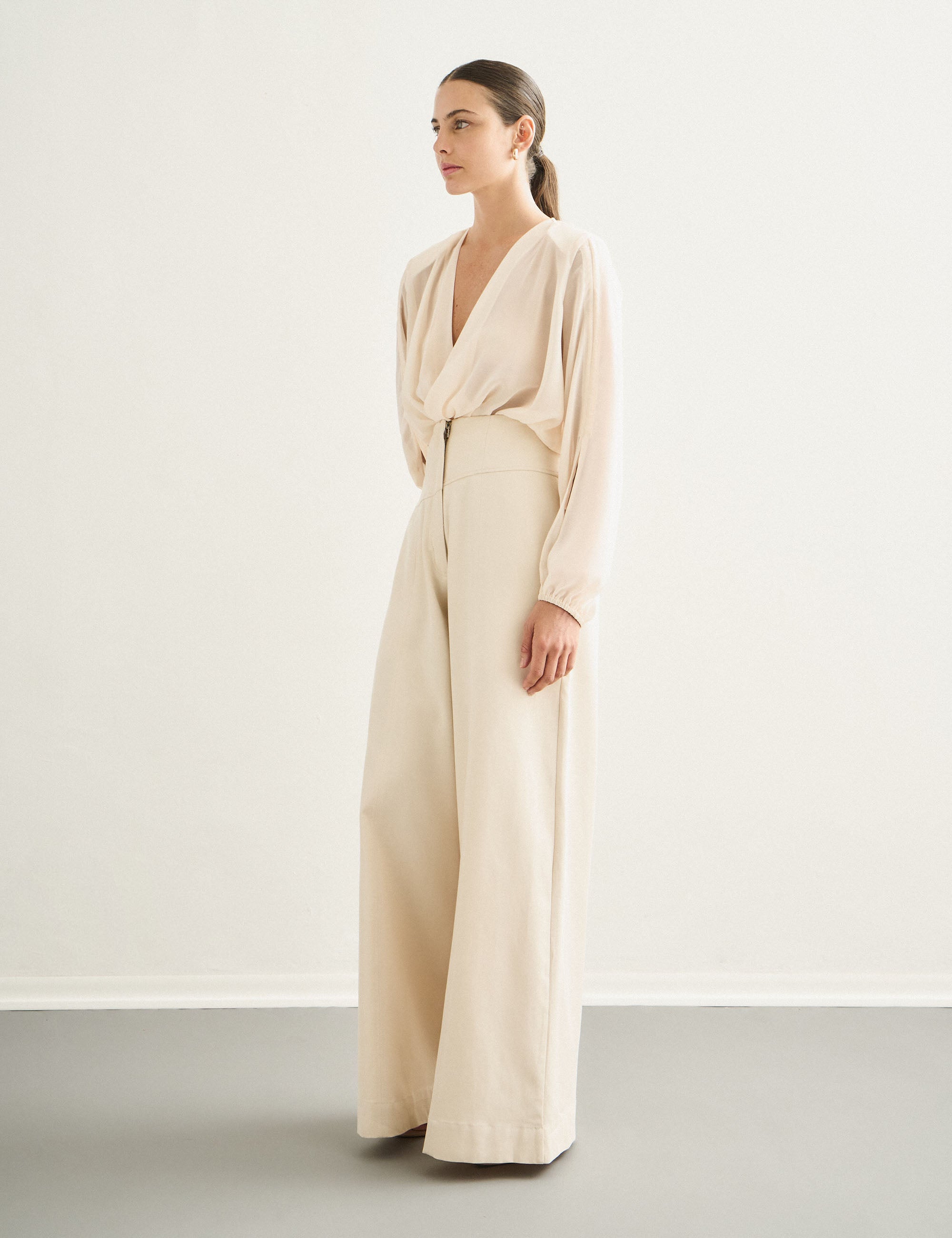 Body Transpassado Chiffon Pérola