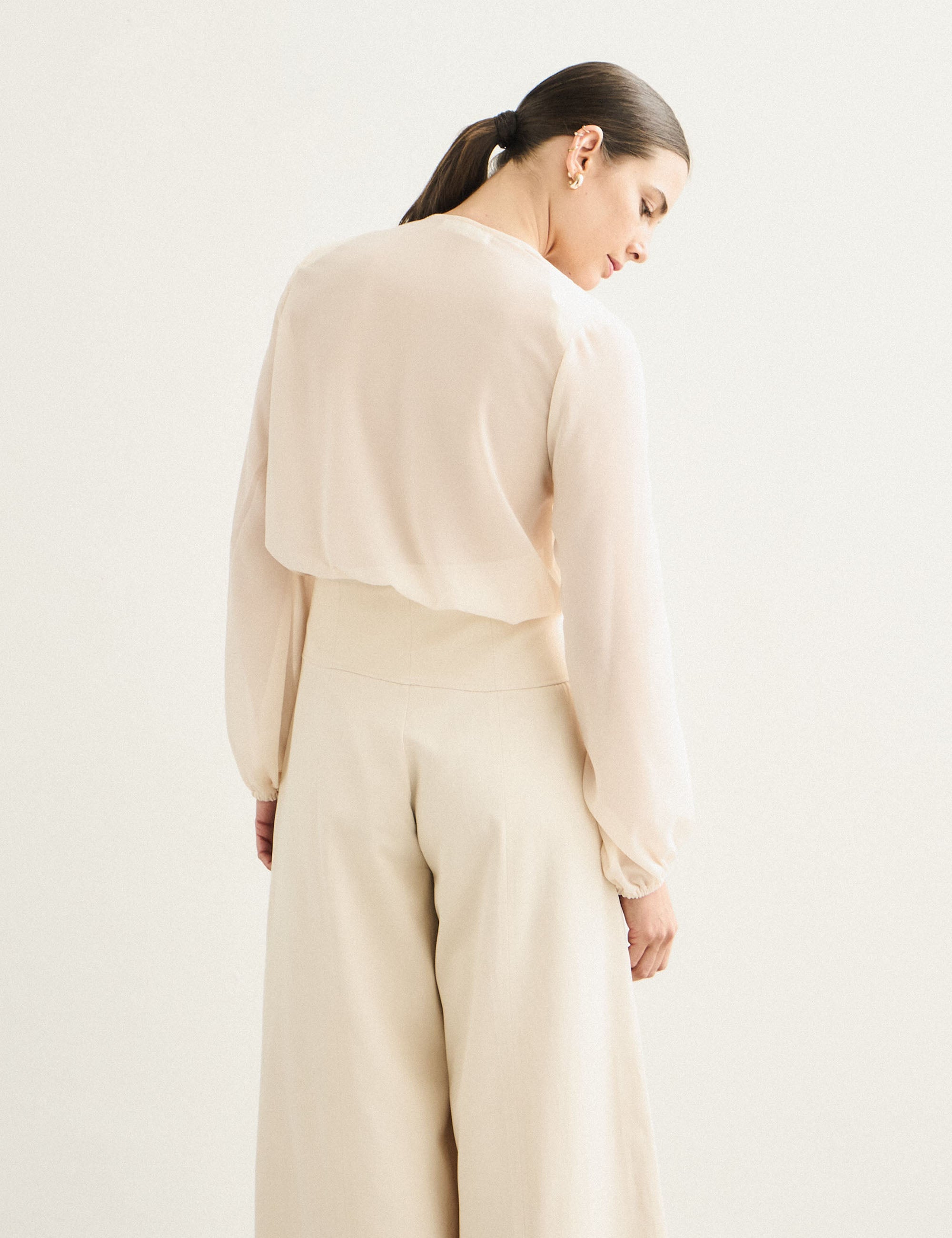 Body Transpassado Chiffon Pérola
