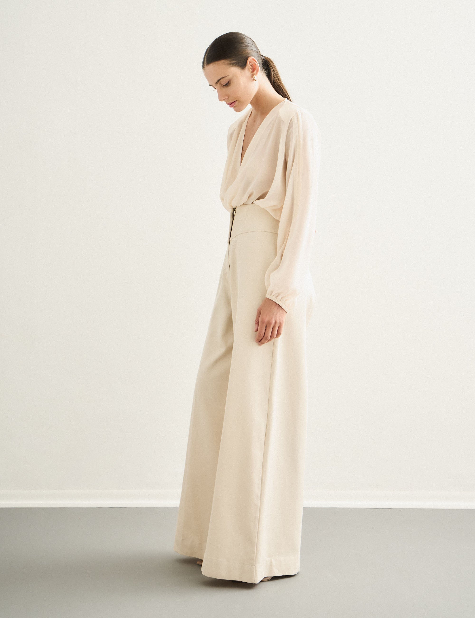 Body Transpassado Chiffon Pérola