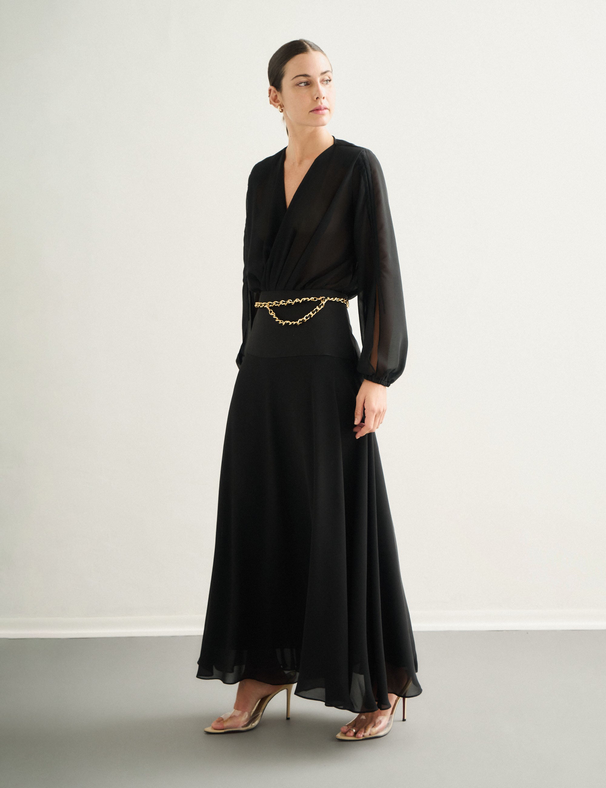 Body Transpassado Chiffon Preto