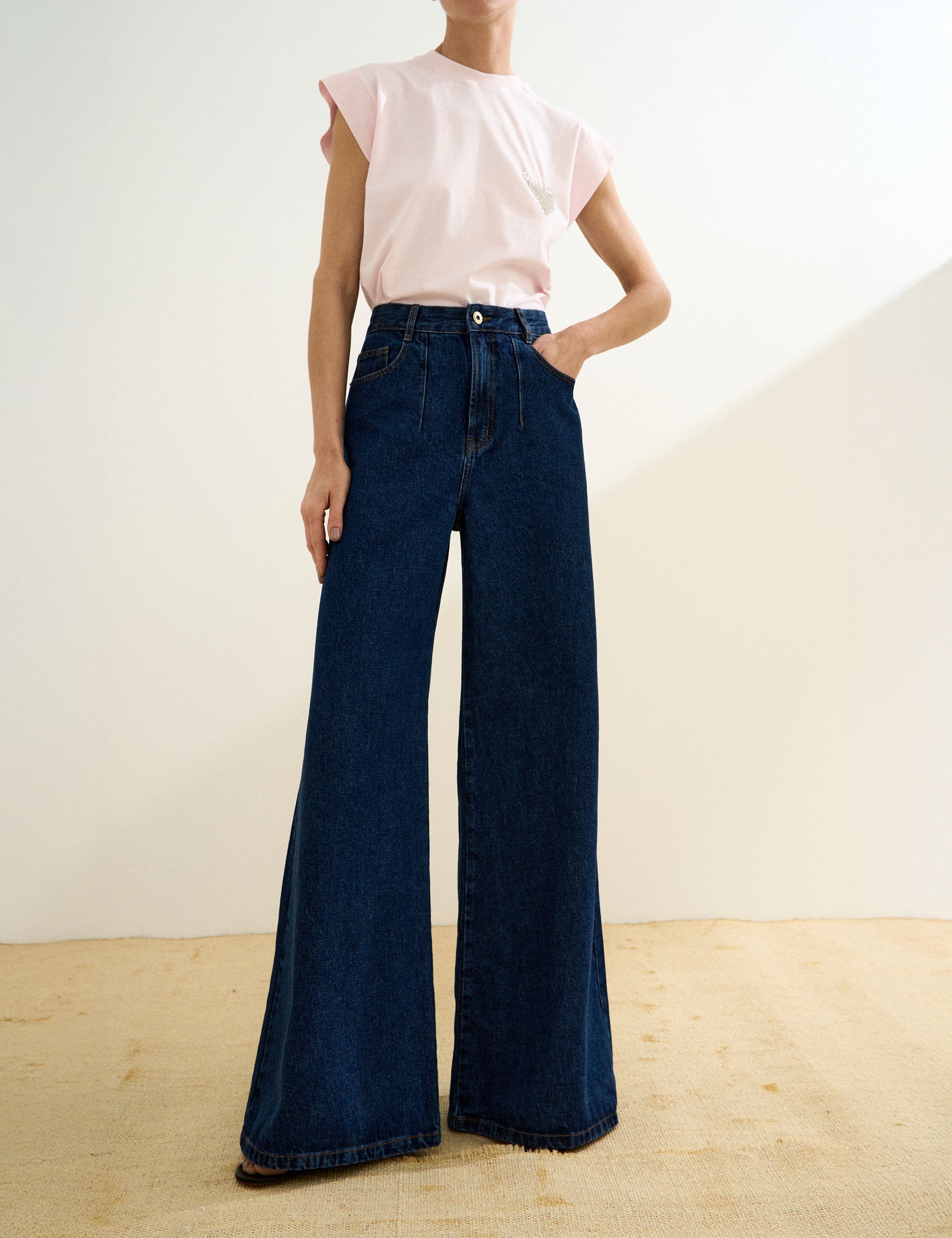 Calça Lena Denim Jeans Escuro