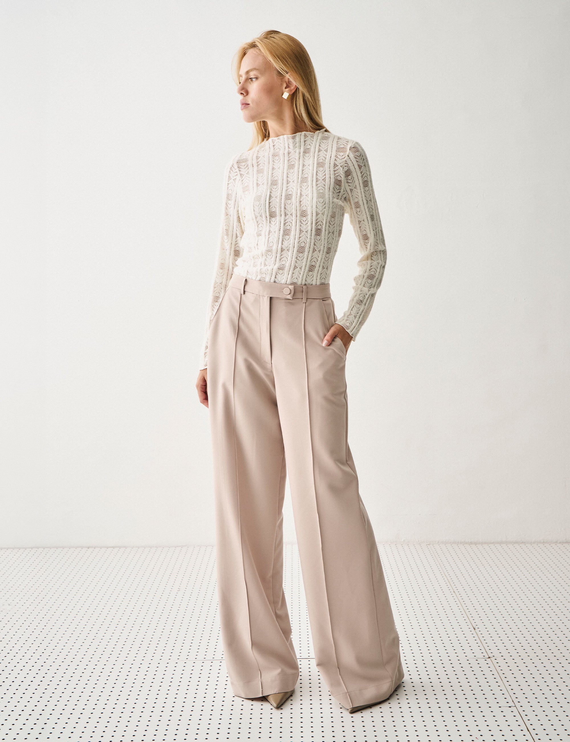 Calça Aline Alfaiataria Bege