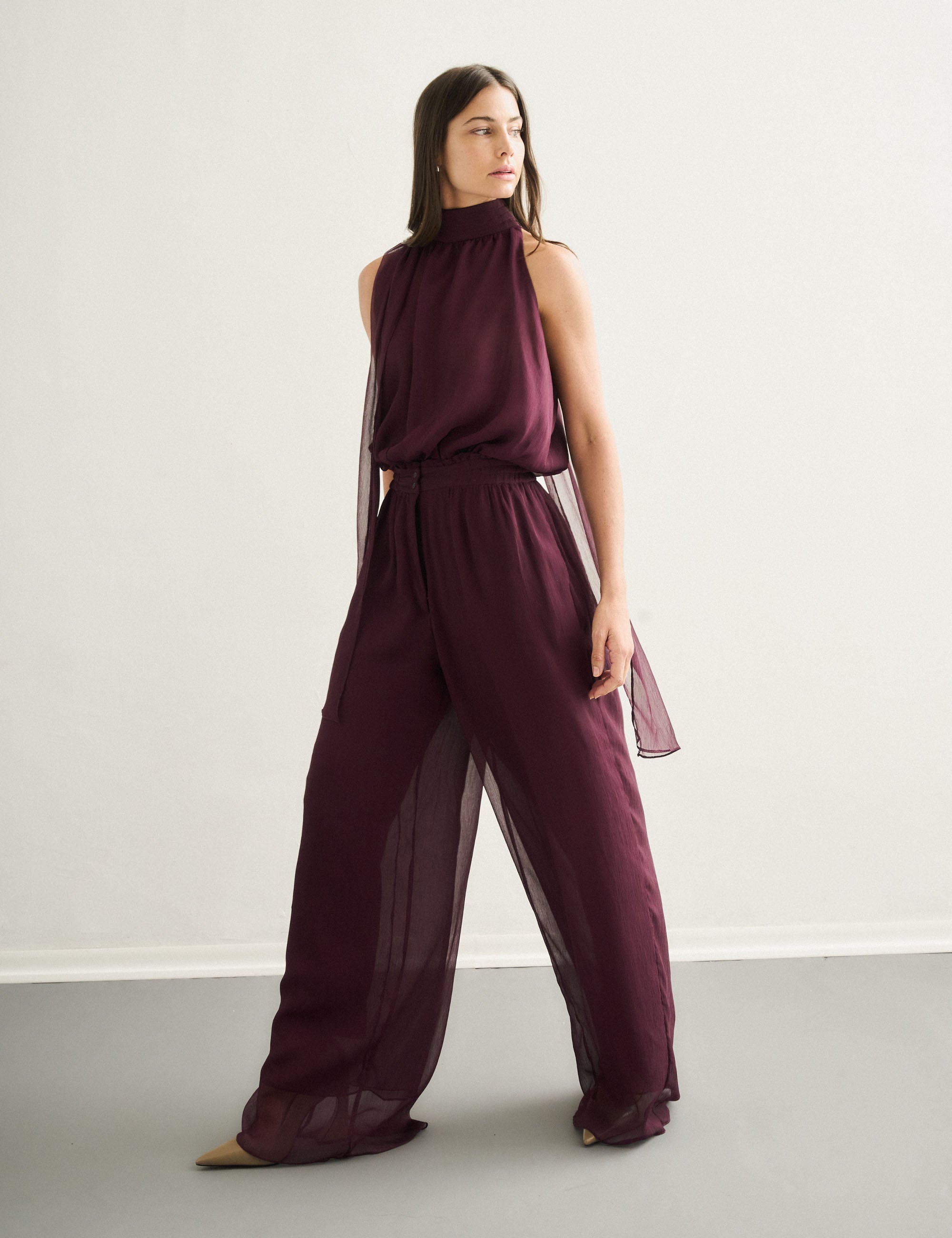 Calça Amélia Fluida Bordeaux | Nanaminze