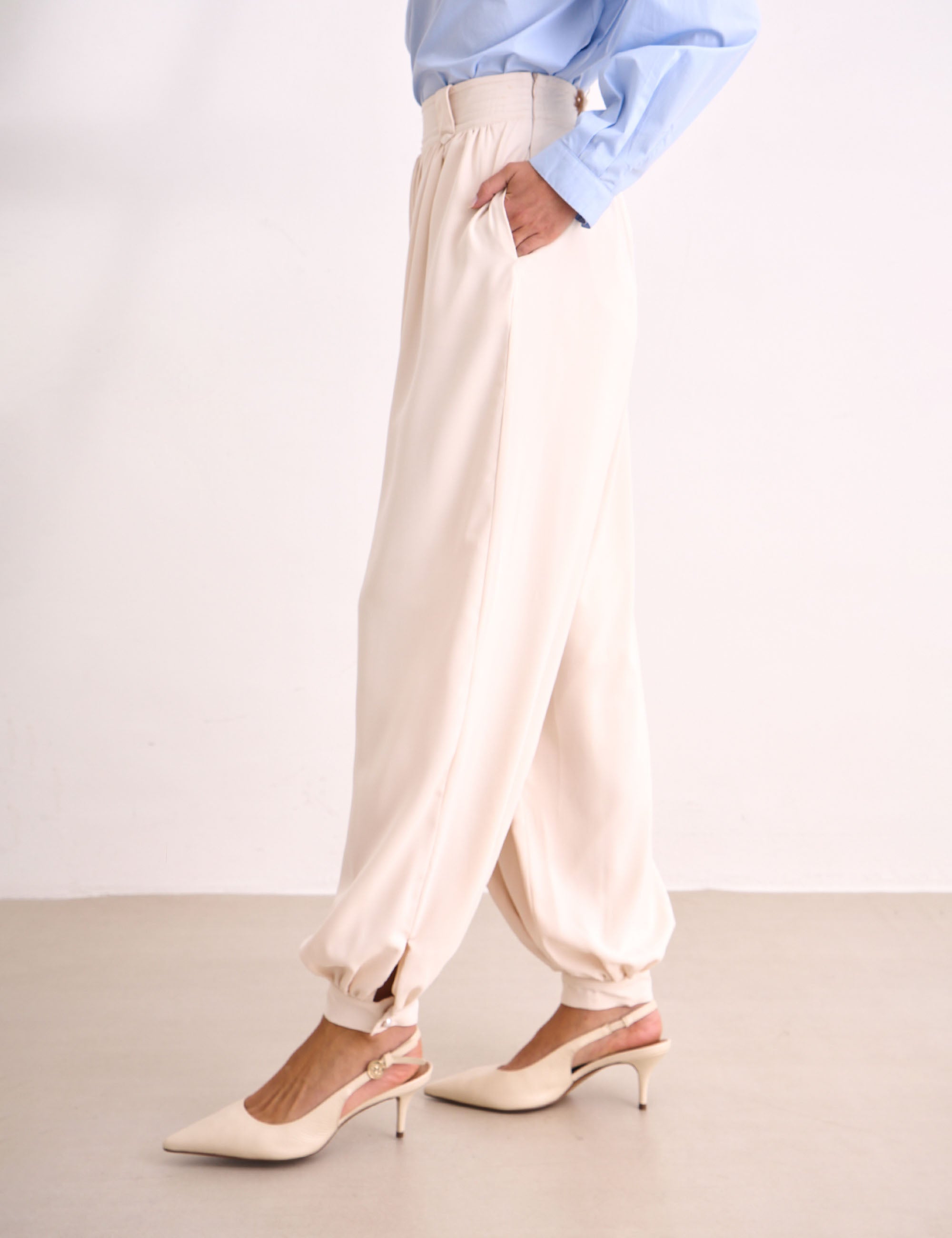 Calça Aurora Crepe Marfim