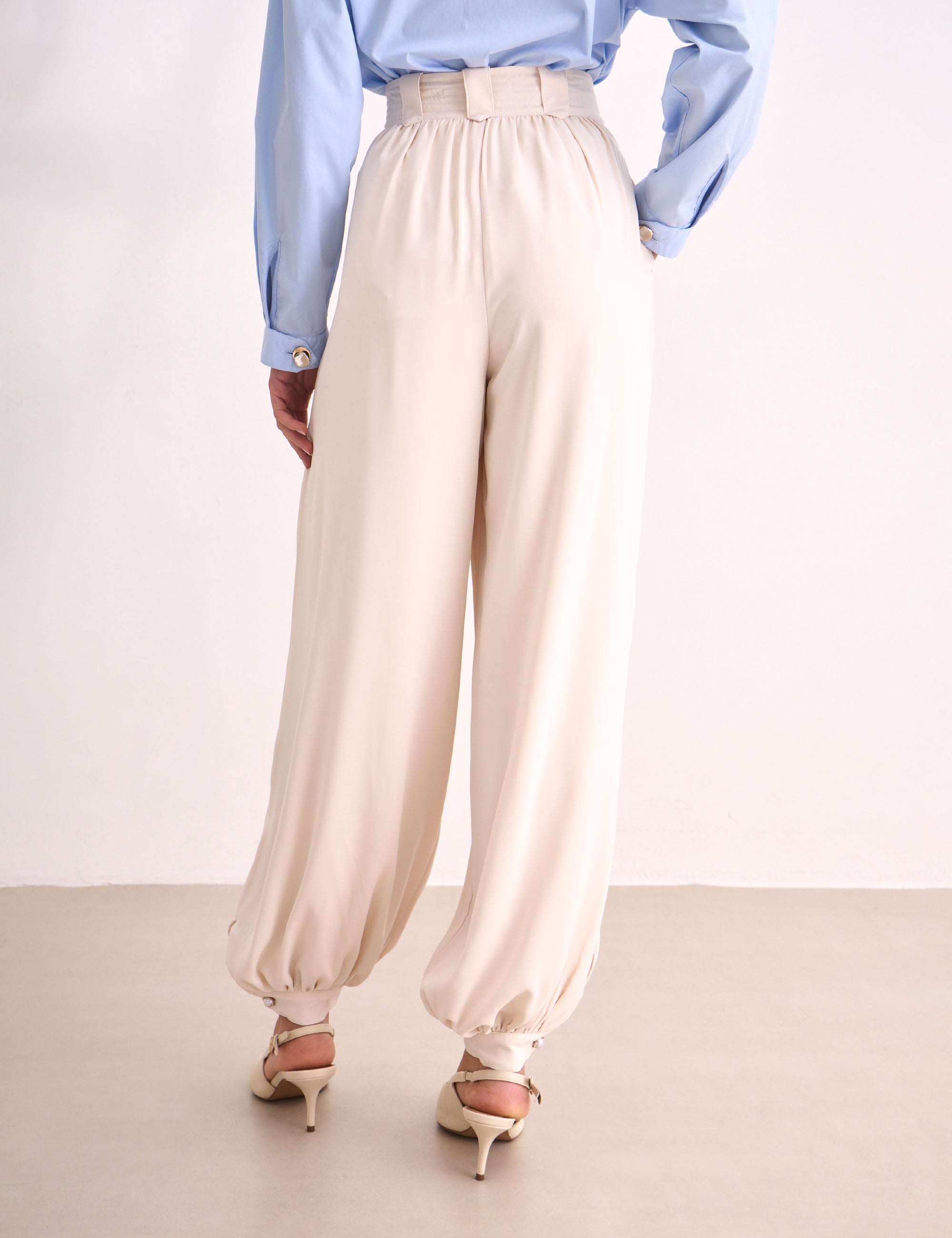 Calça Aurora Crepe Marfim