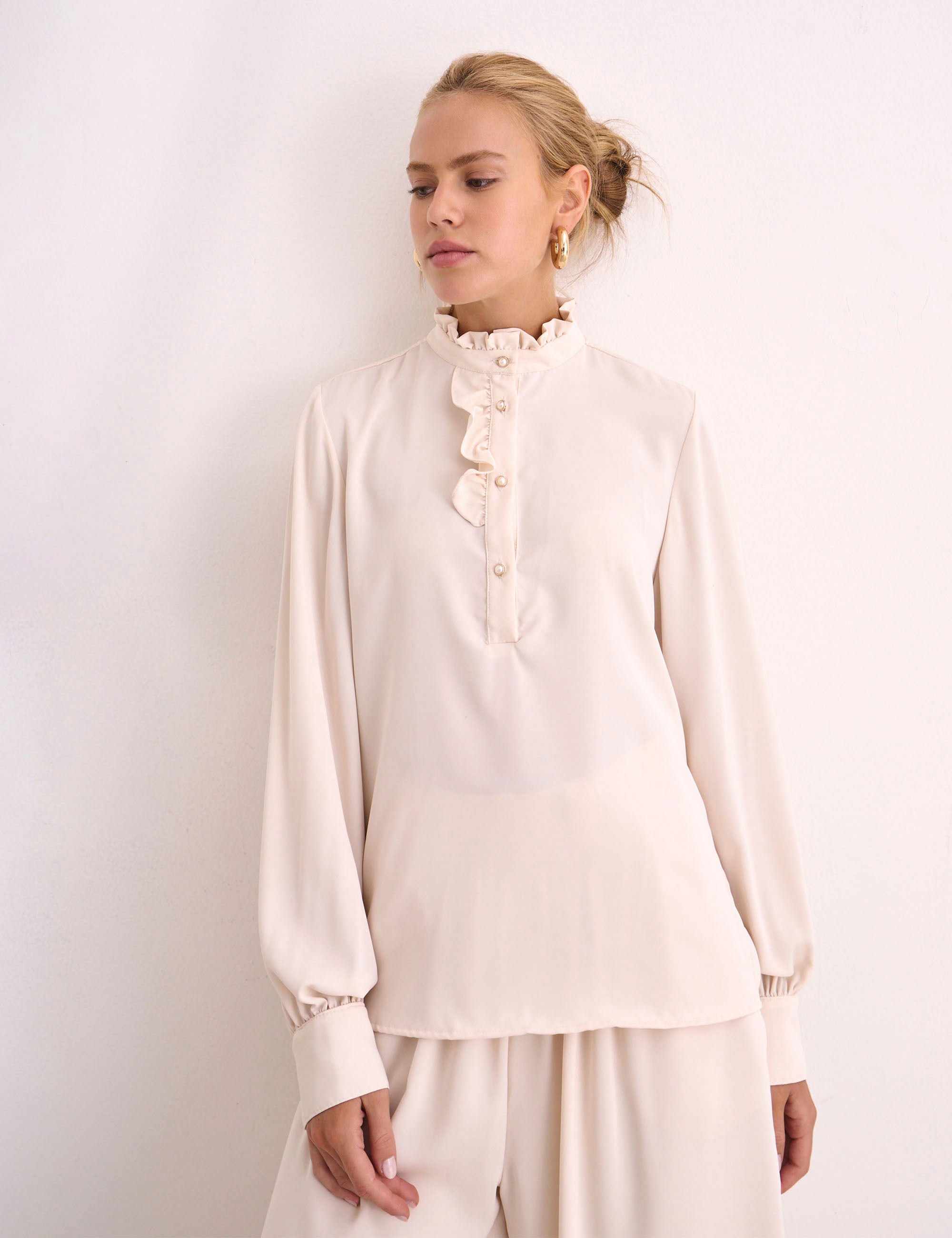 Camisa Aurora Crepe Marfim