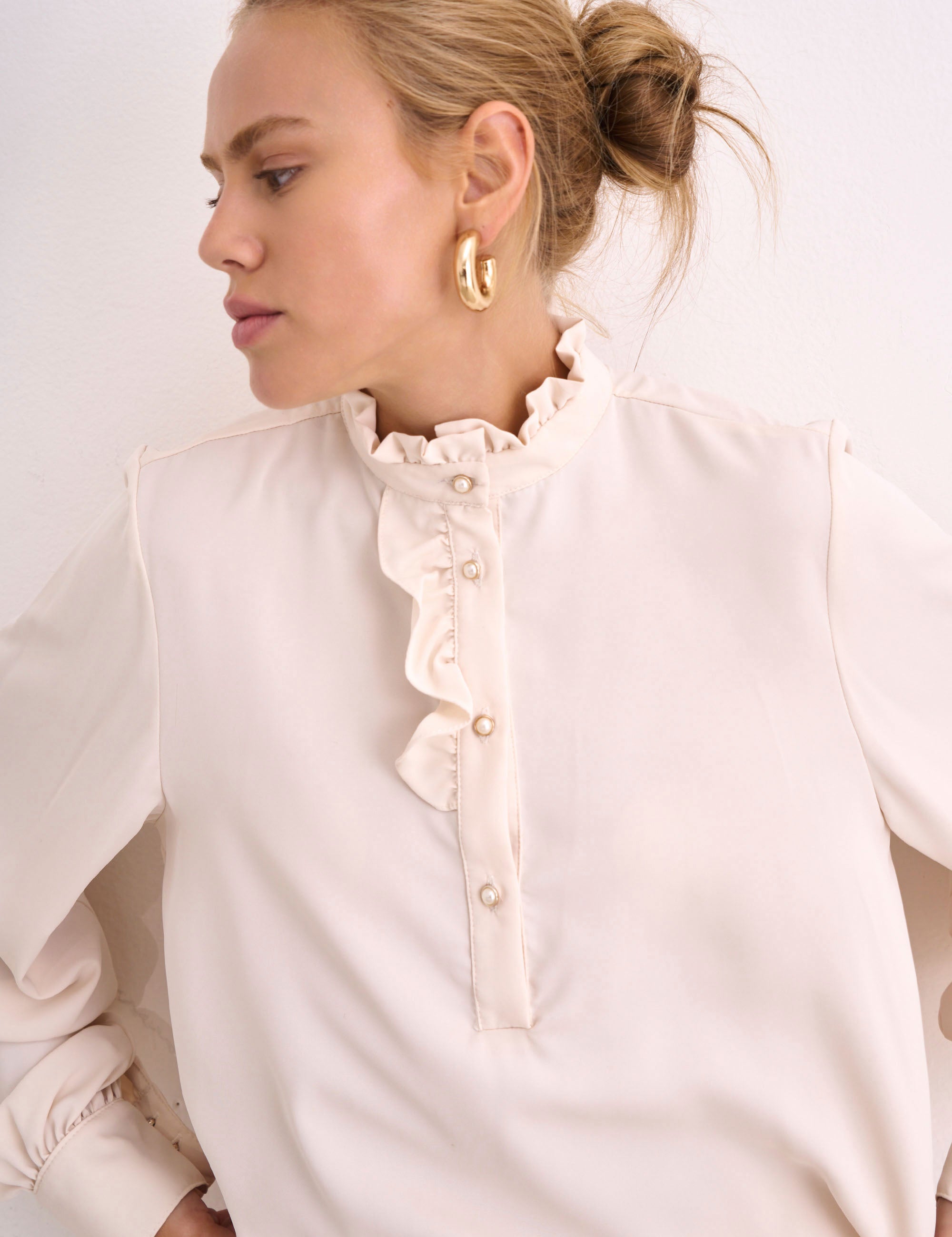Camisa Aurora Crepe Marfim