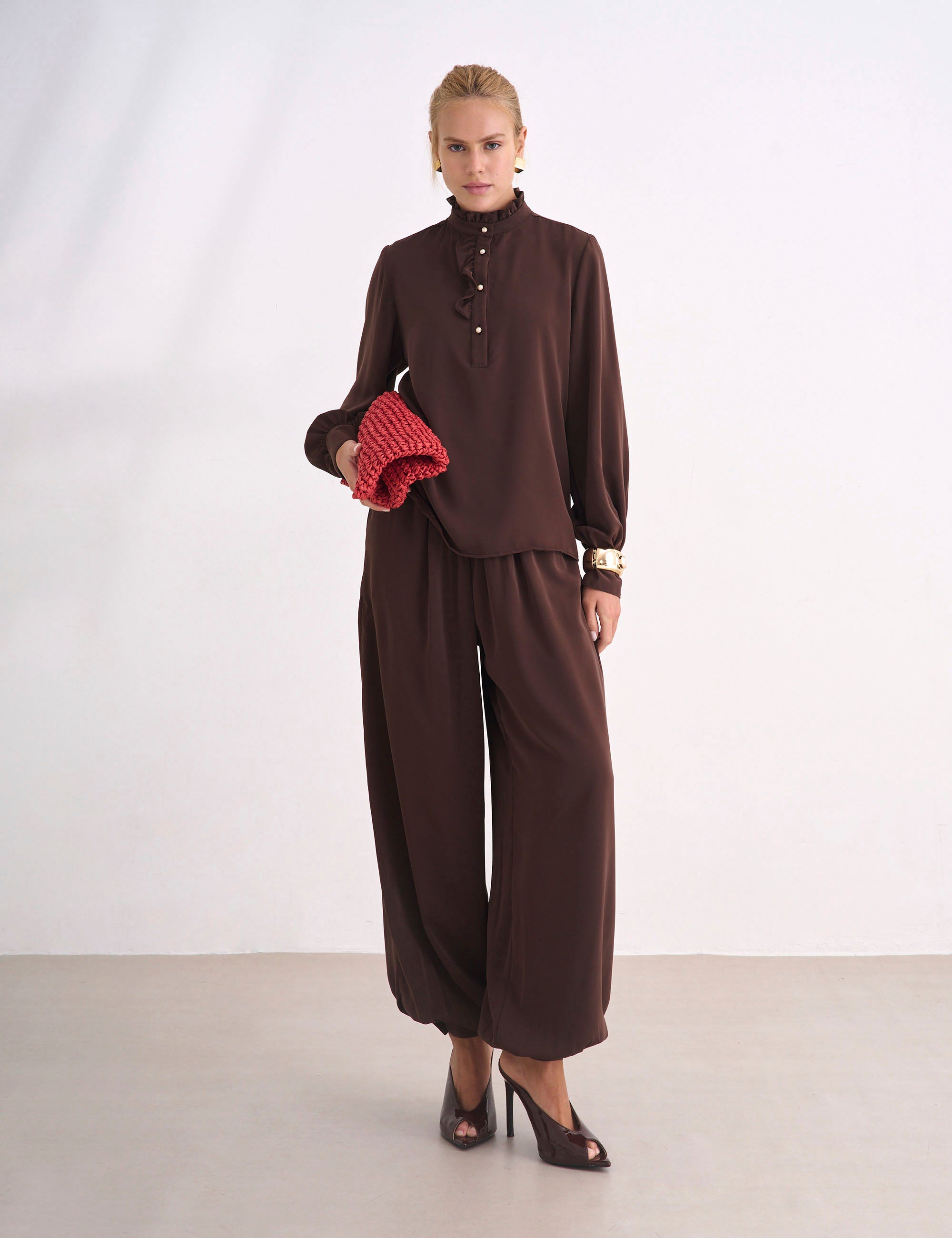 Calça Aurora Crepe Marrom