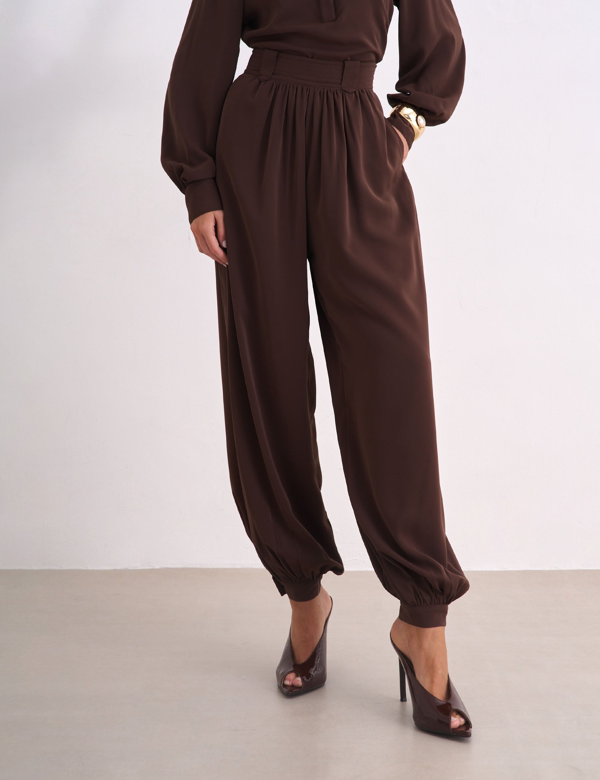 Calça Aurora Crepe Marrom