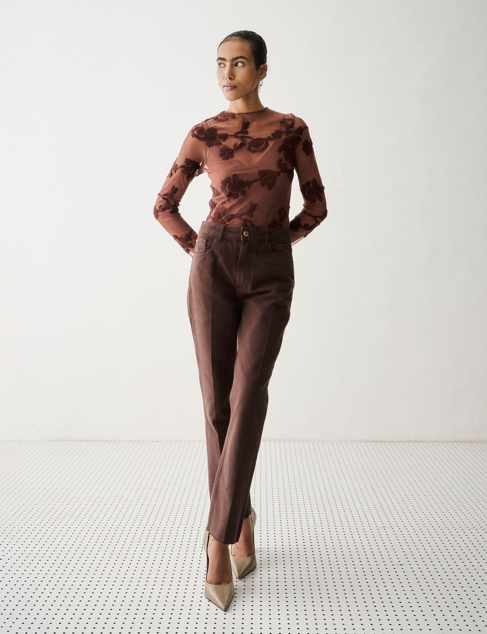 Calça Cindy Denim Marrom