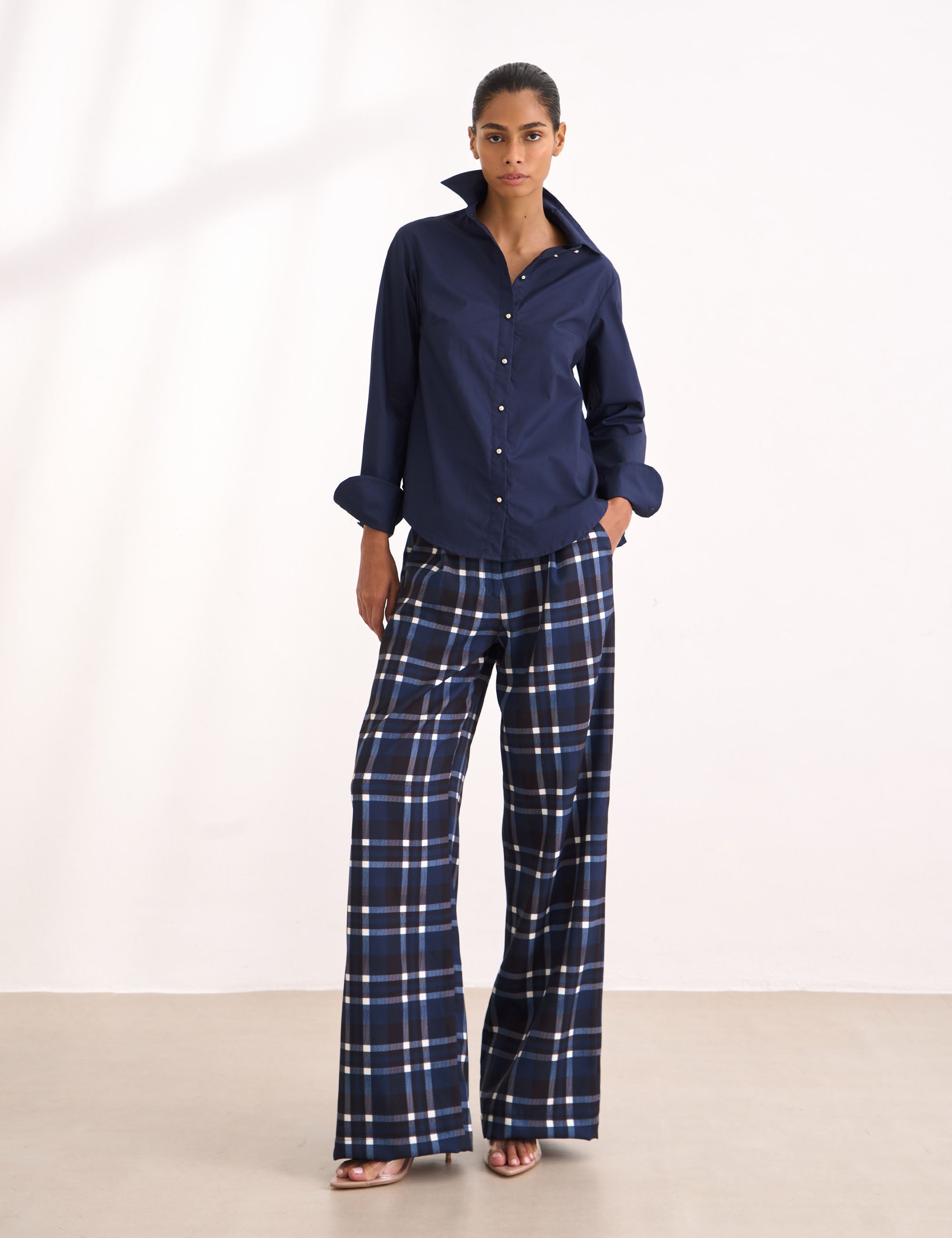 Calça Francis Xadrez Marinho