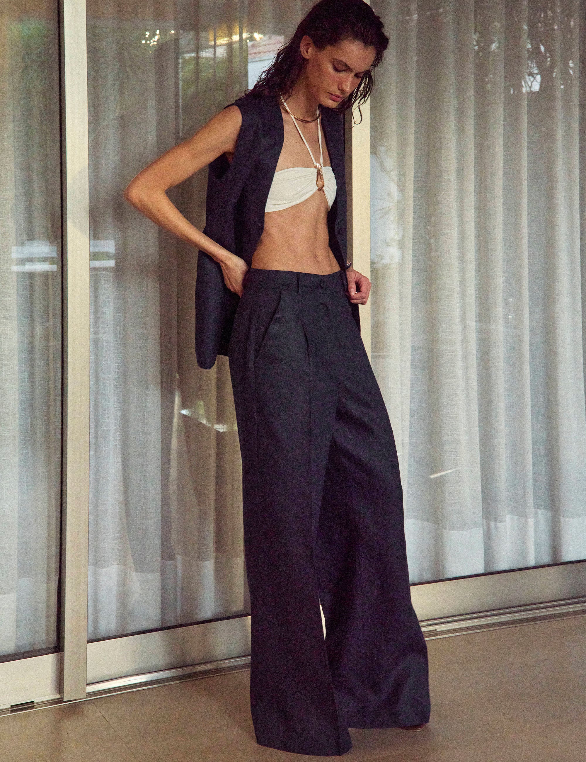 Calça Iara Linho Marinho