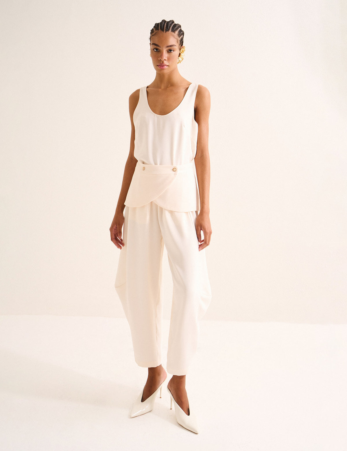 Calça Modena Acetinada Marfim