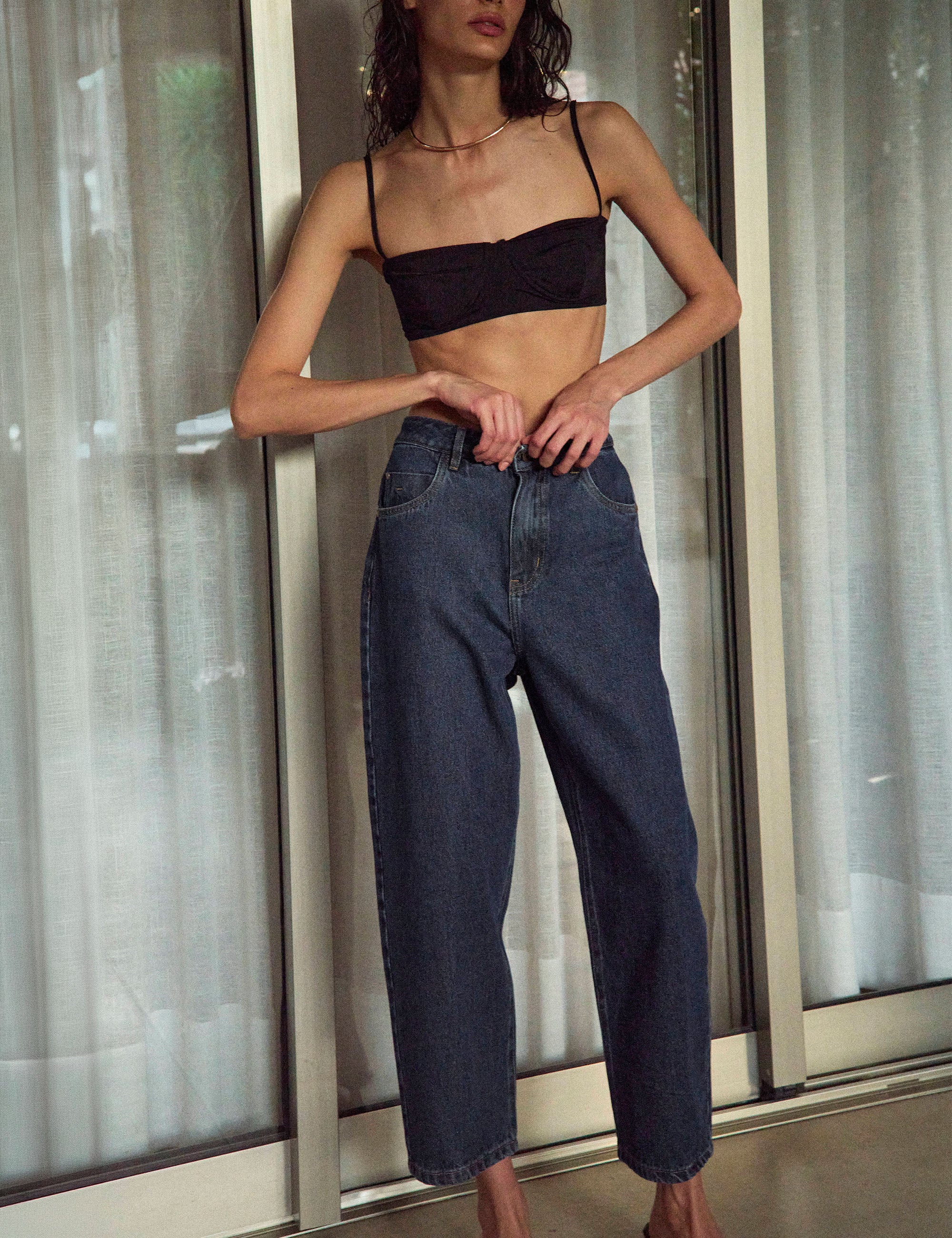 Calça Mom Fran Denim Médio