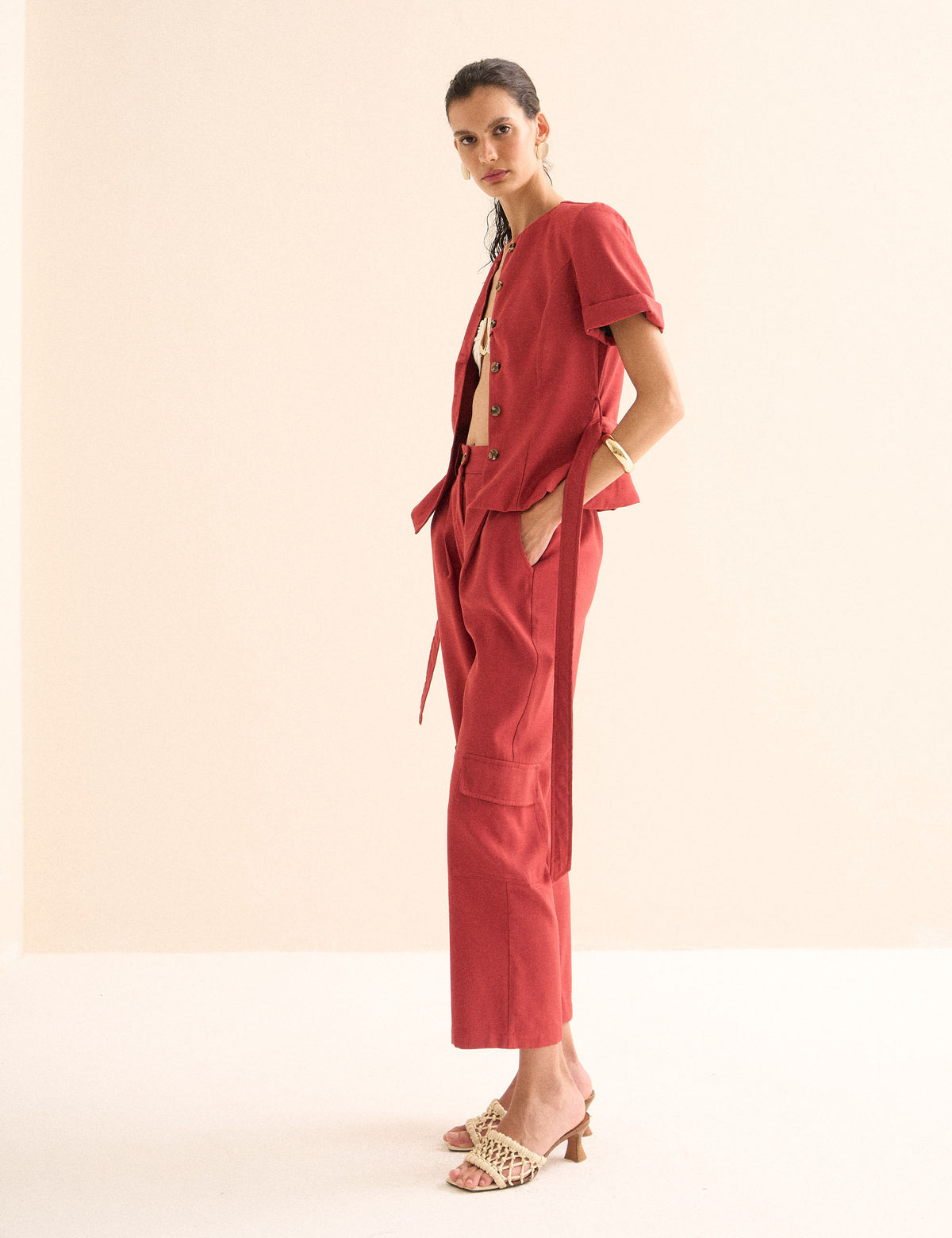 Calça Paola Viscose Vermelho