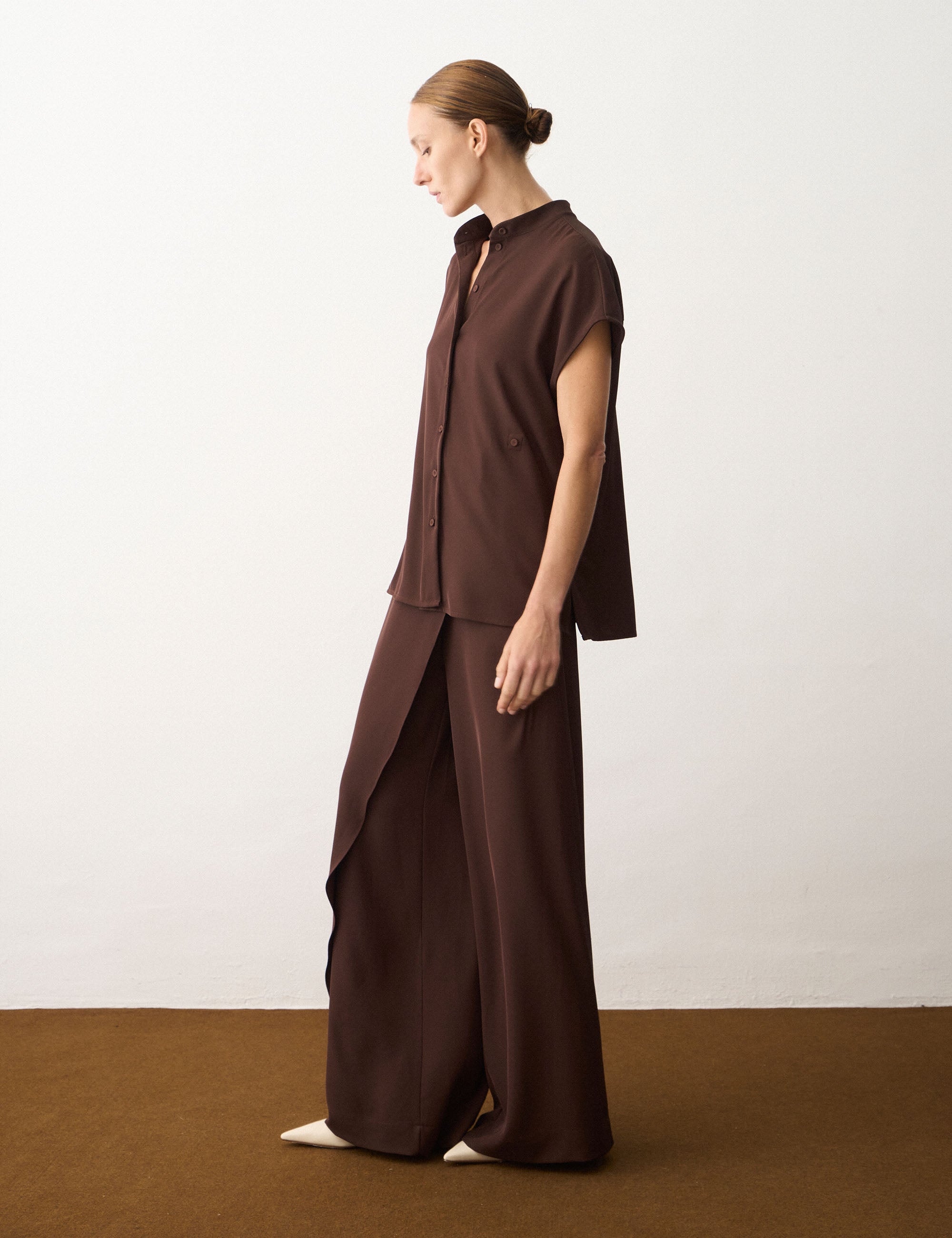 Camisa Anna Fluida Marrom