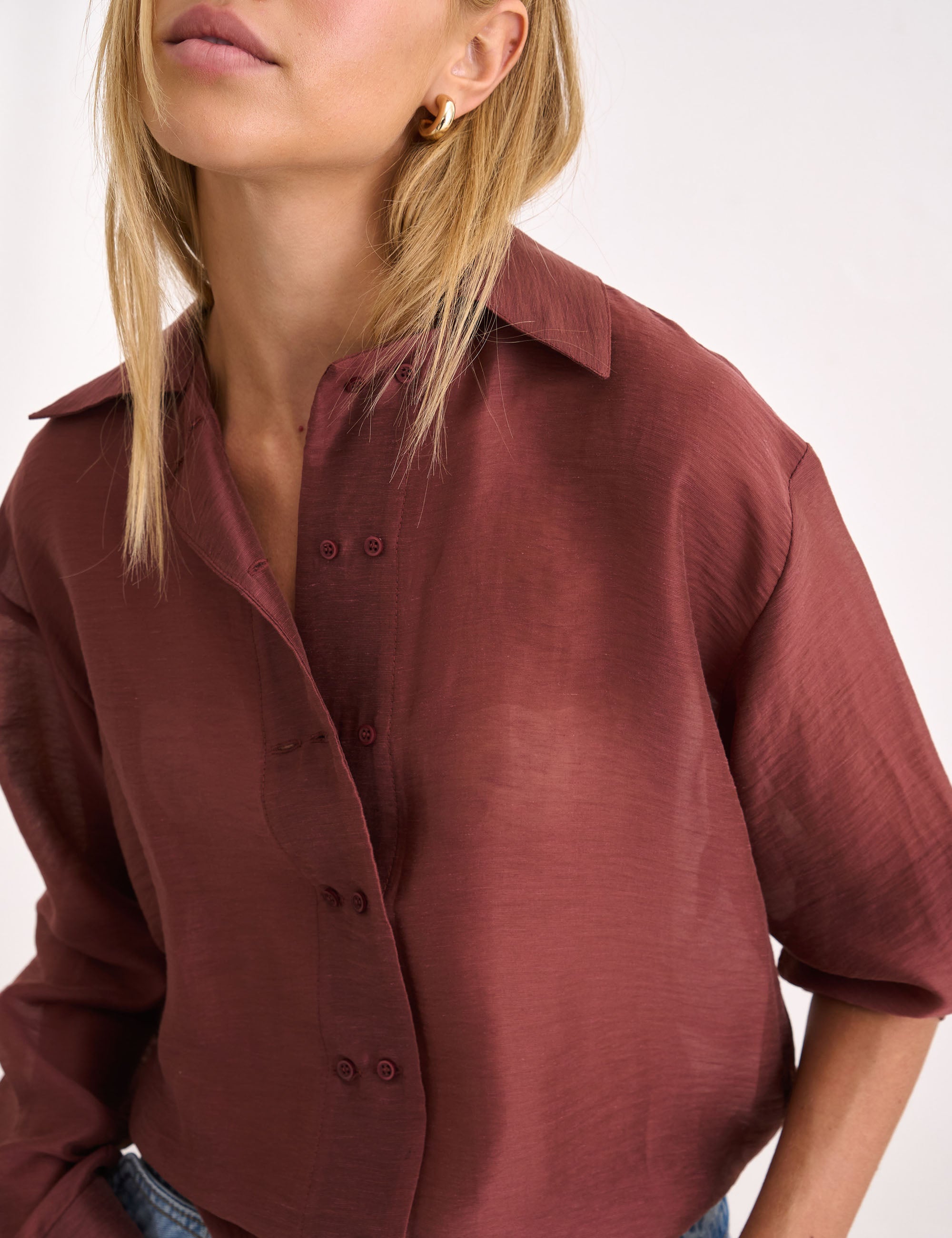 Camisa Antuerpia Voil Marrom
