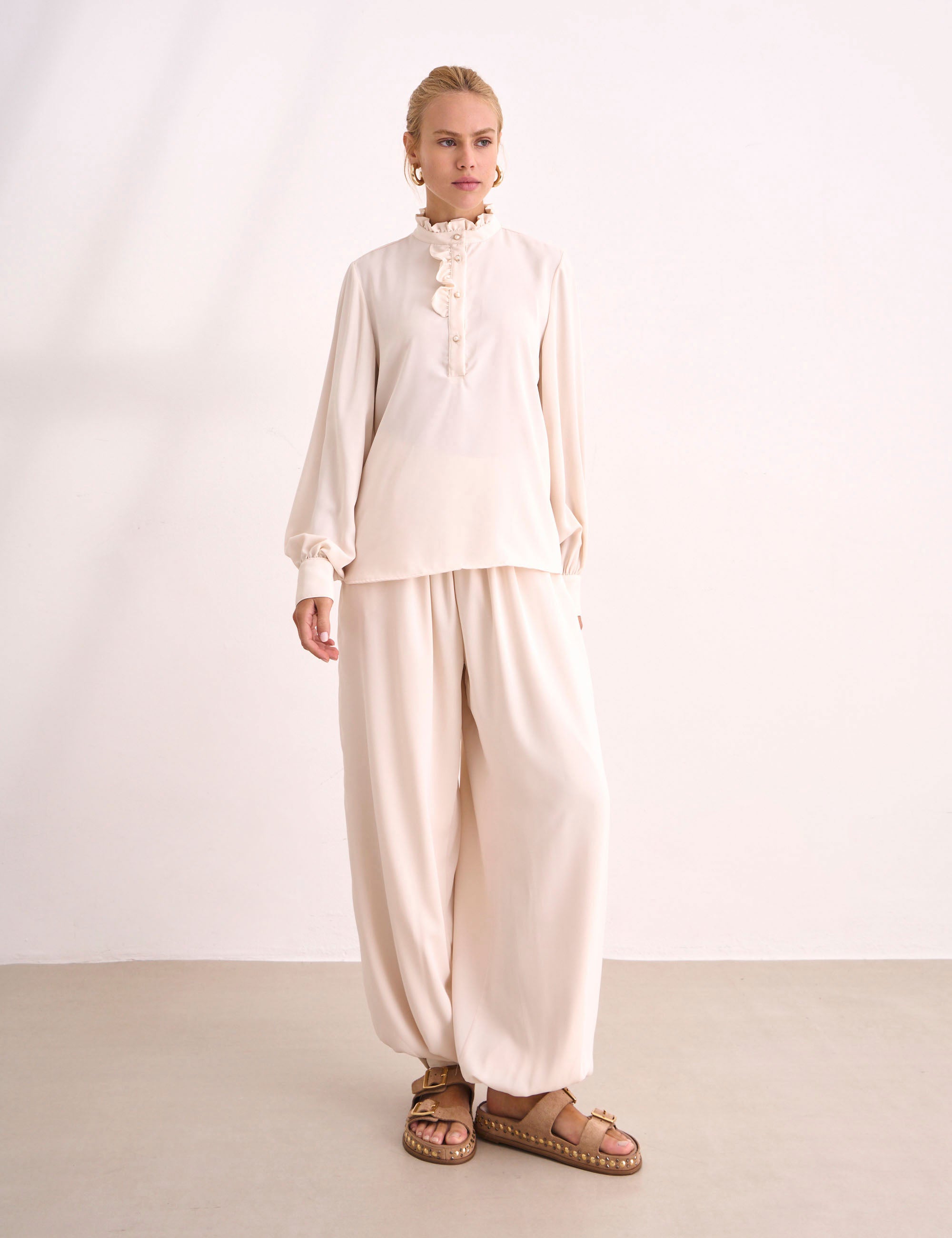 Camisa Aurora Crepe Marfim