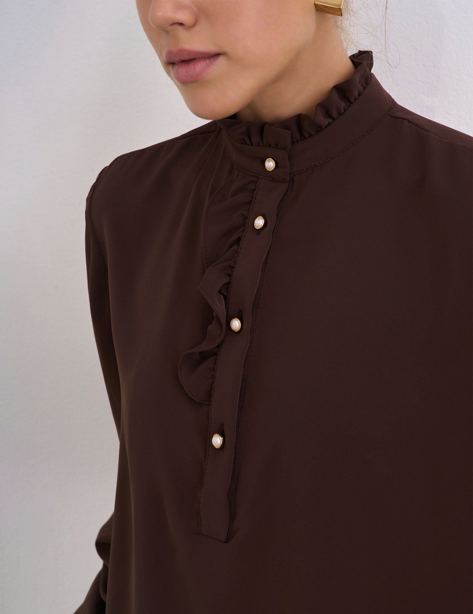 Camisa Aurora Crepe Marrom