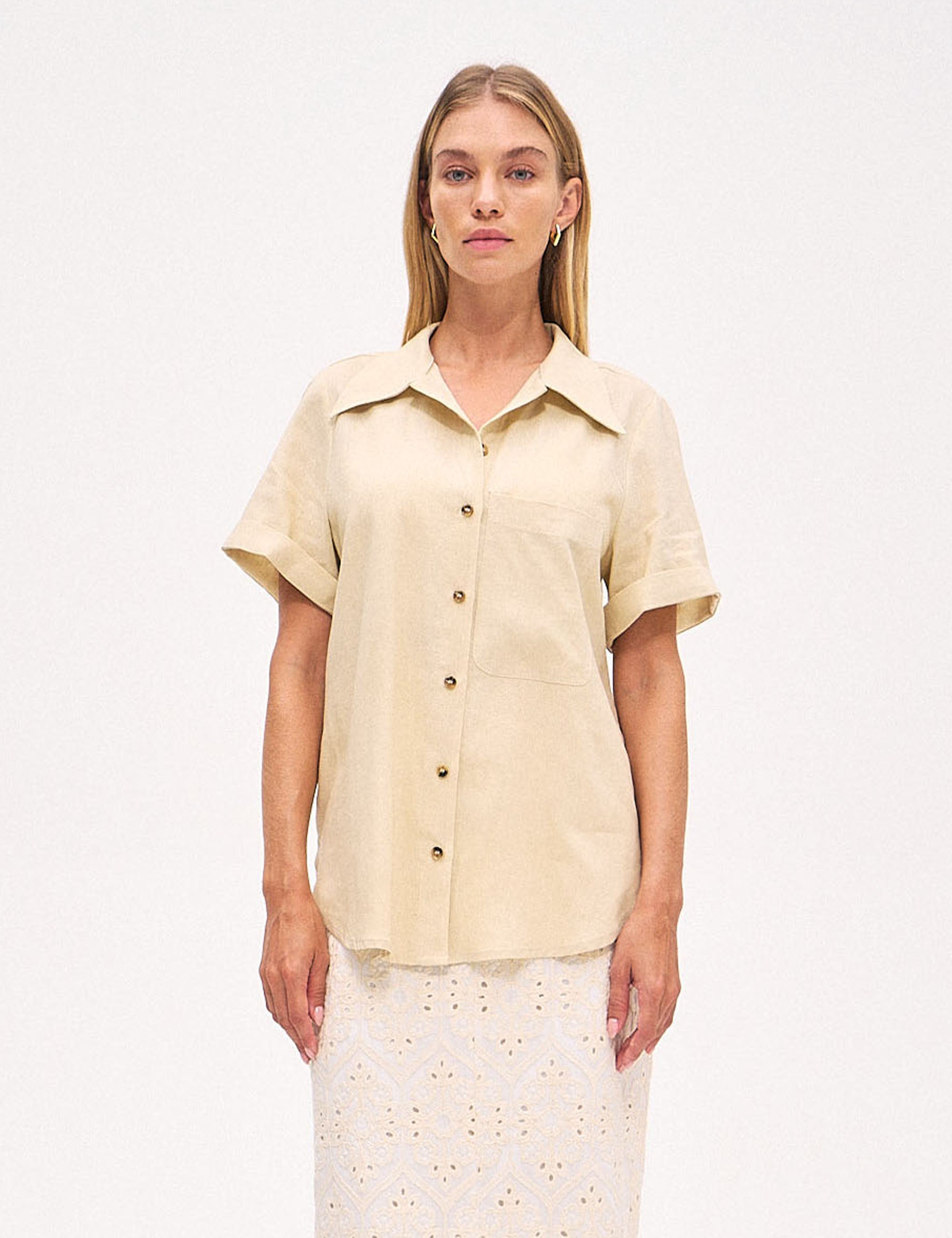 Camisa Ayla Linho Areia
