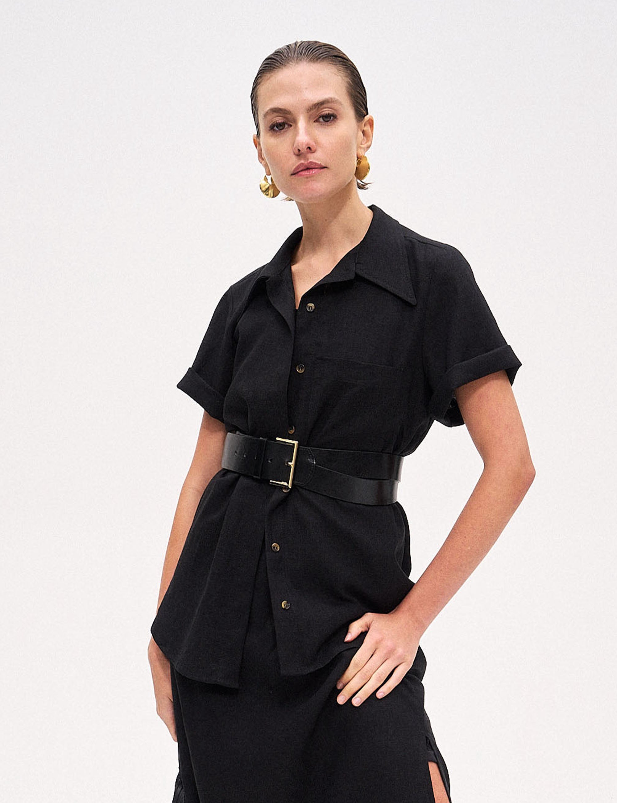 Camisa Ayla Linho Preto