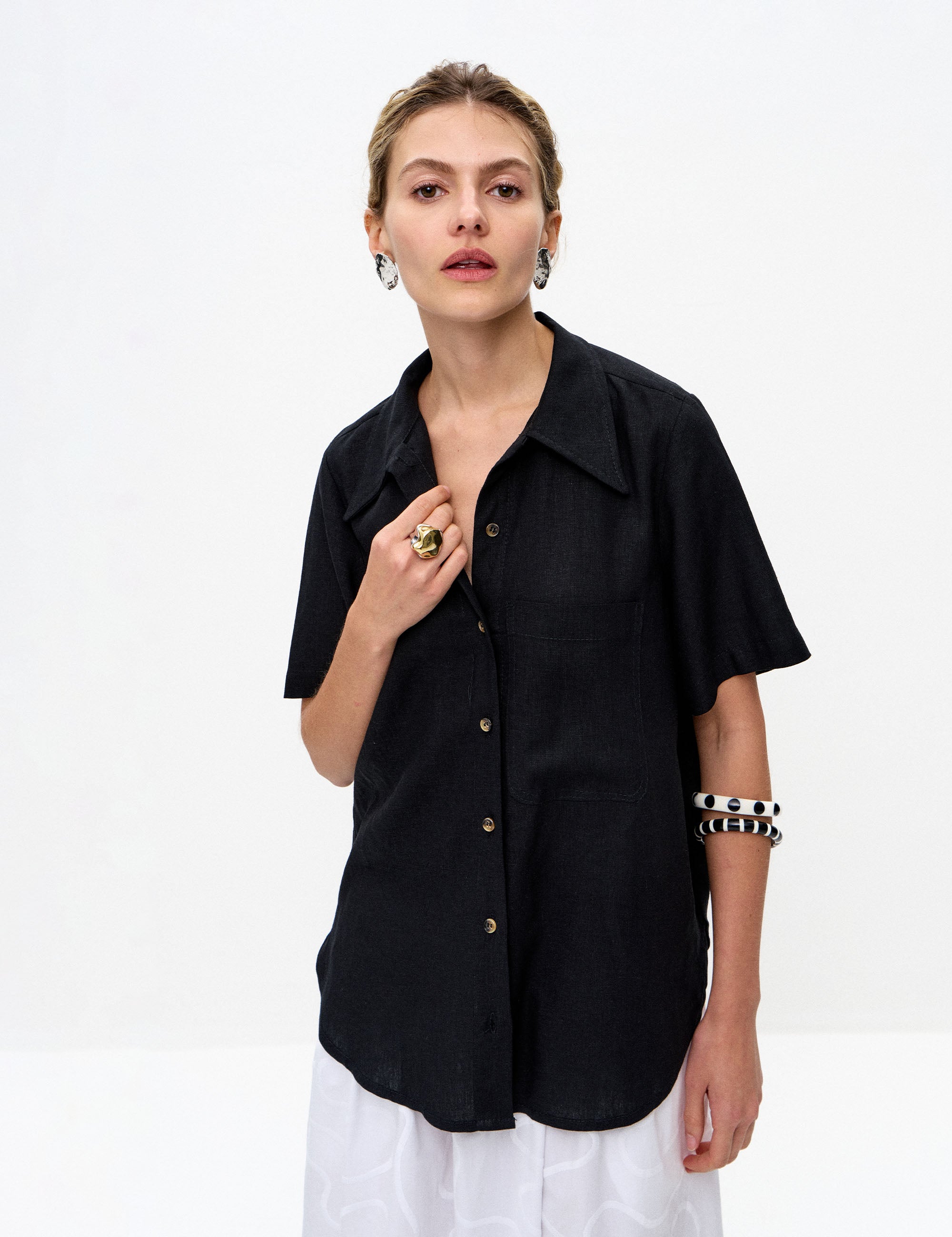 Camisa Ayla Linho Preto