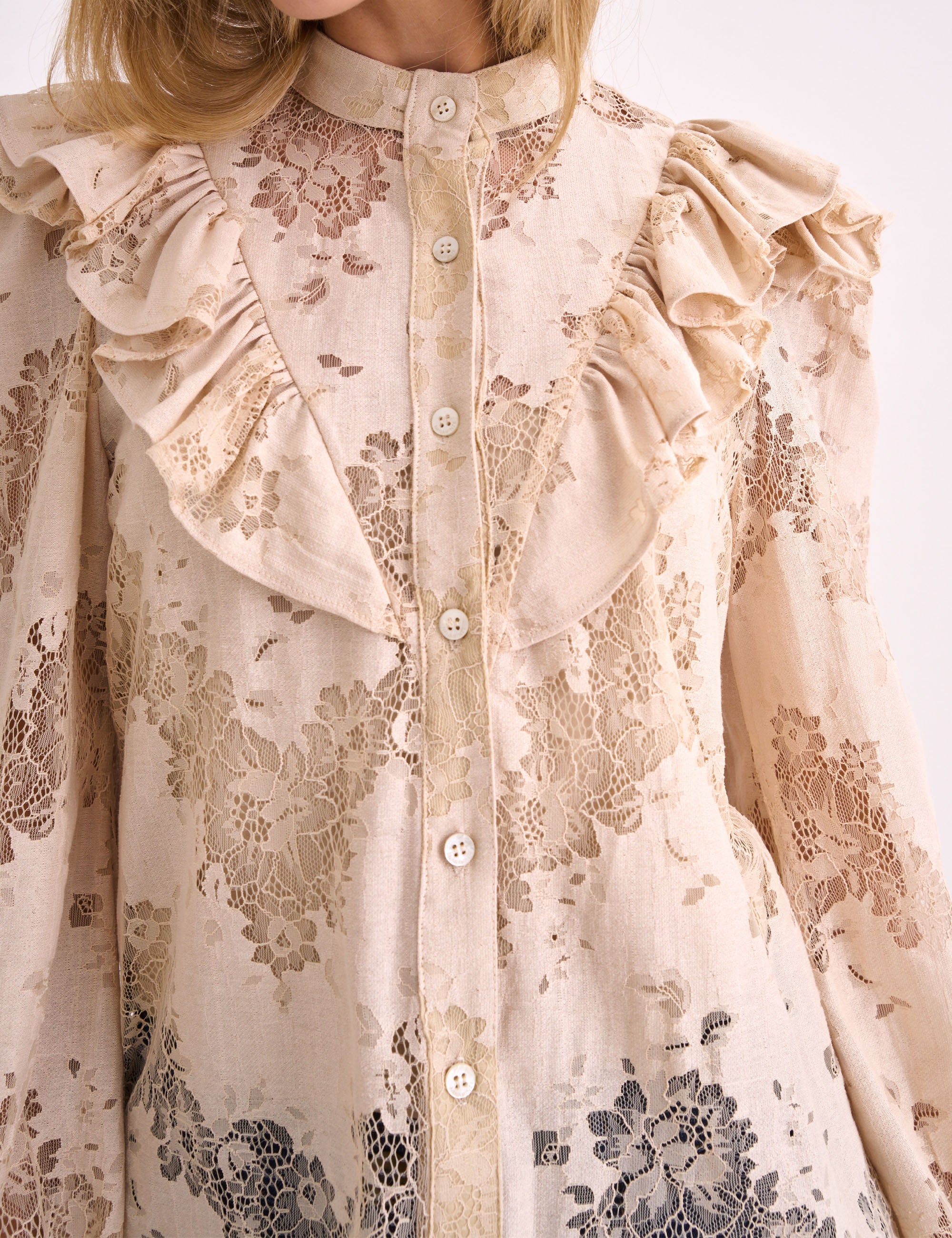 Camisa Carmina Renda Marfim