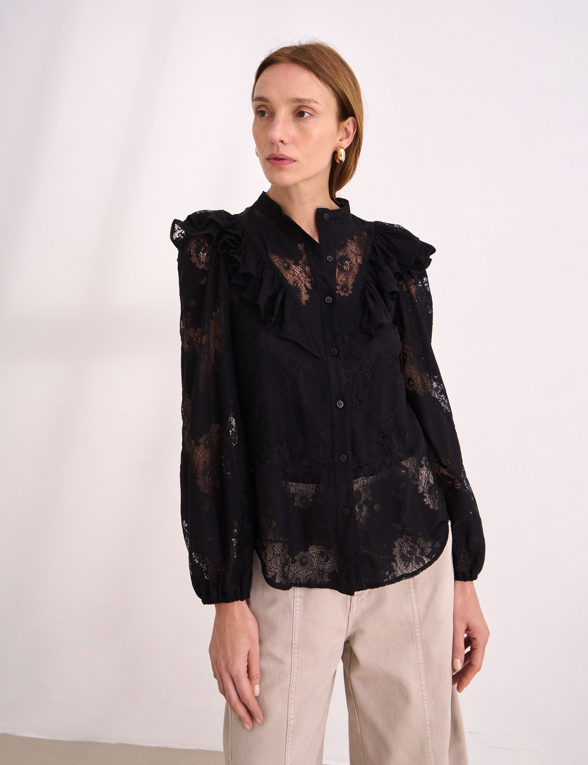 Camisa Carmina Renda Preto