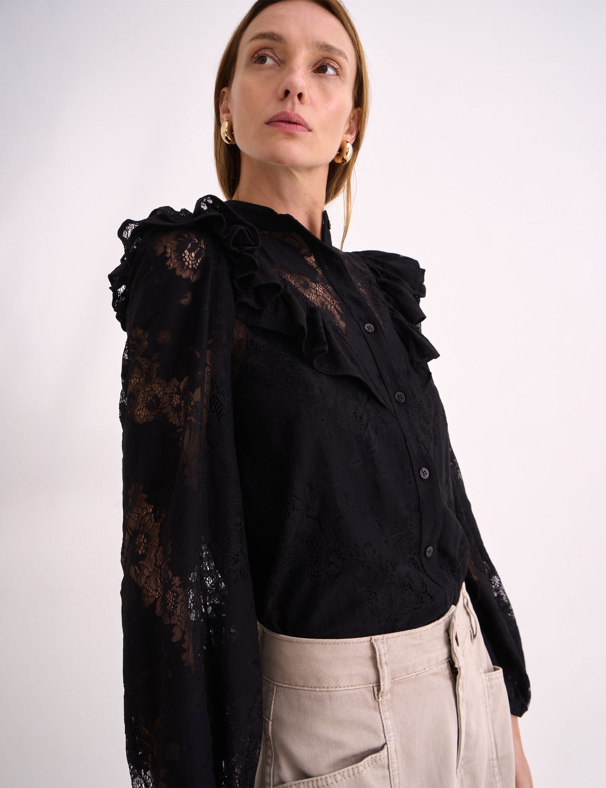 Camisa Carmina Renda Preto