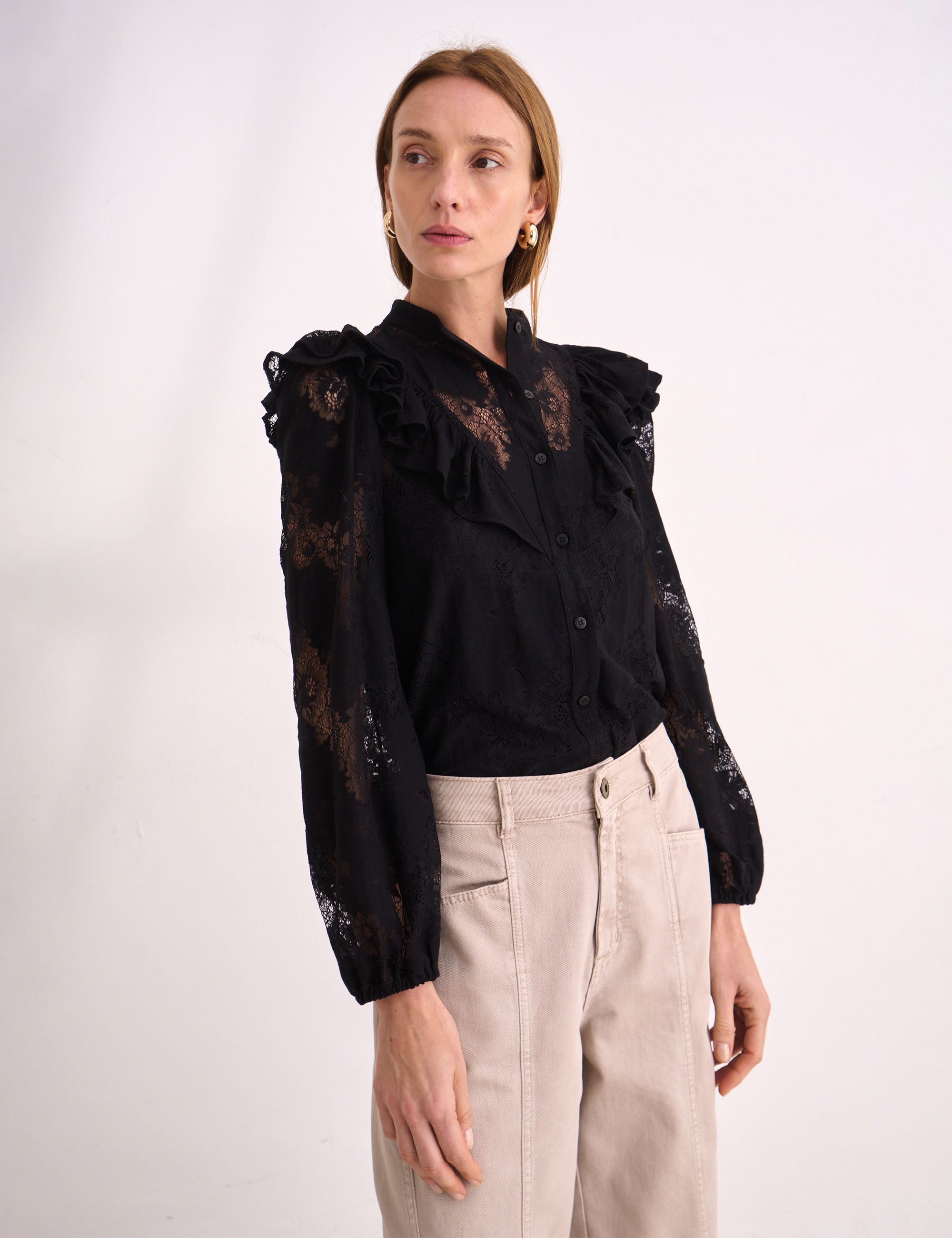 Camisa Carmina Renda Preto