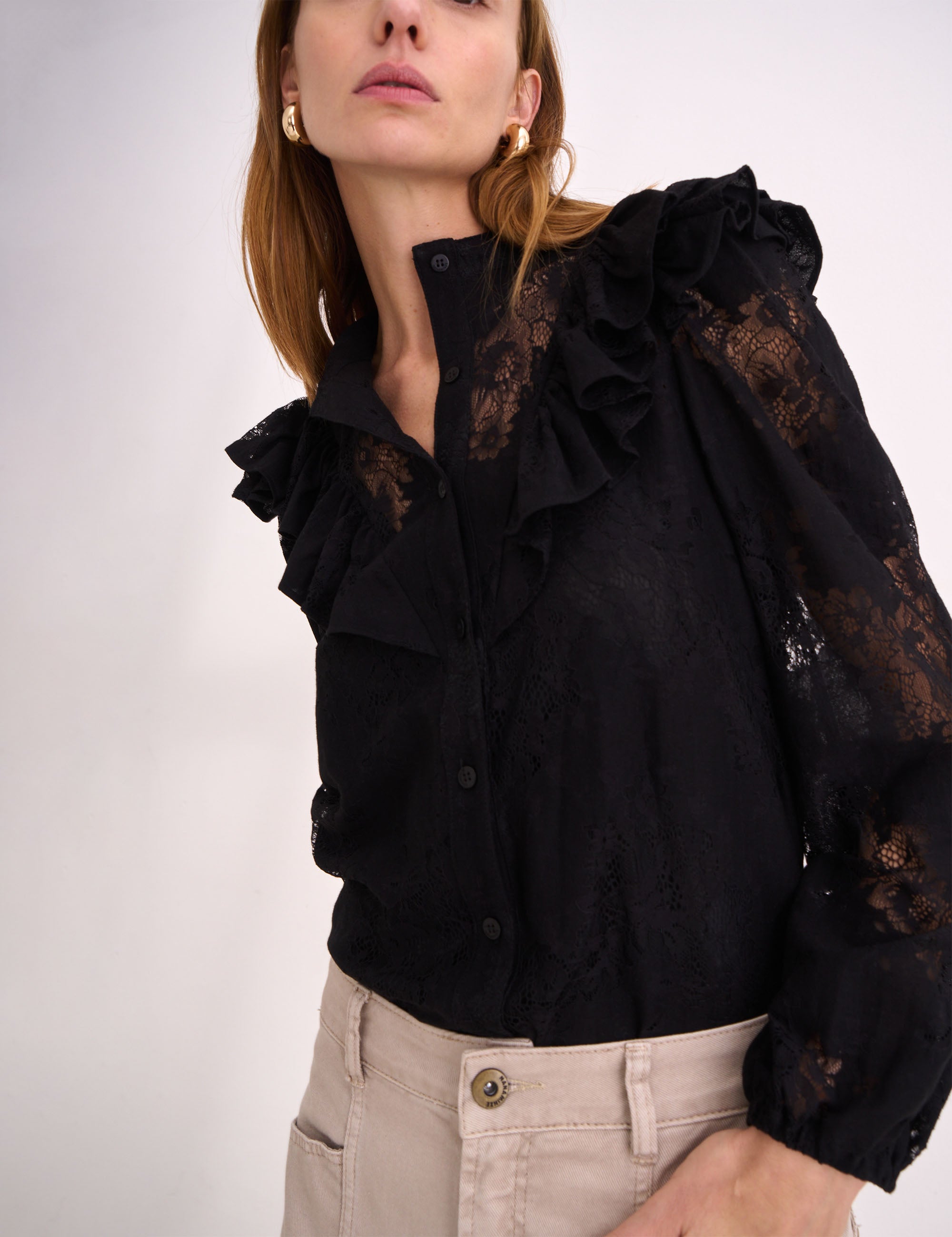 Camisa Carmina Renda Preto