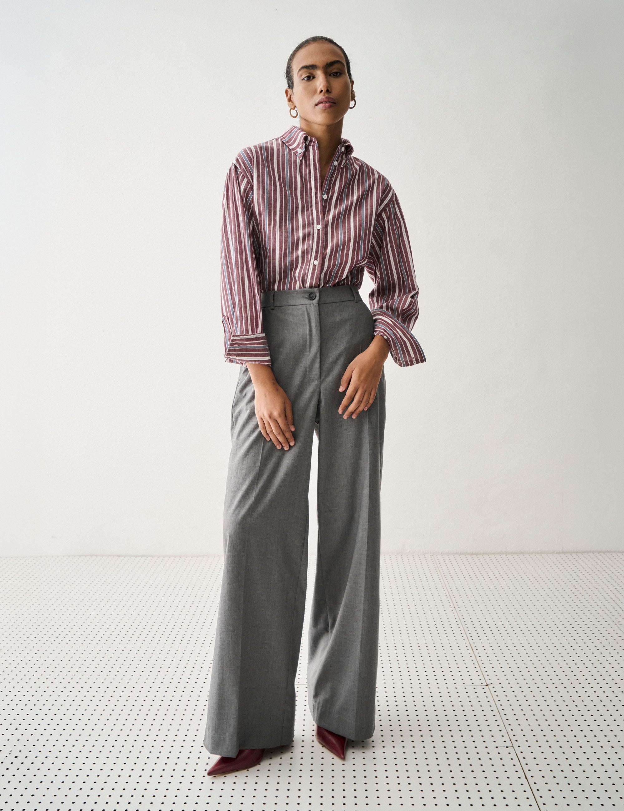 Camisa Casual Tricoline Bordeaux